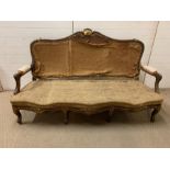 A 19th Century Louis XV style parcel gilt settee. (H100cm W170cm D62cm)