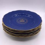 A Selection of six T Goode & Co china plates in blue, one AF.