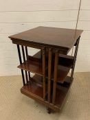 A mahogany revolving bookcase (H85cm Sq45cm)