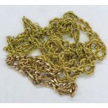 A selection of three broken 9 ct gold chains. (Approximate weight 14.5g)