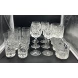 A selection of cut glass Waterford and Stuart Crystal, tumblers and wine glasses
