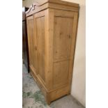 A two door pine wardrobe with two drawers under AF (no fittings) H204cm W141cm D65cm