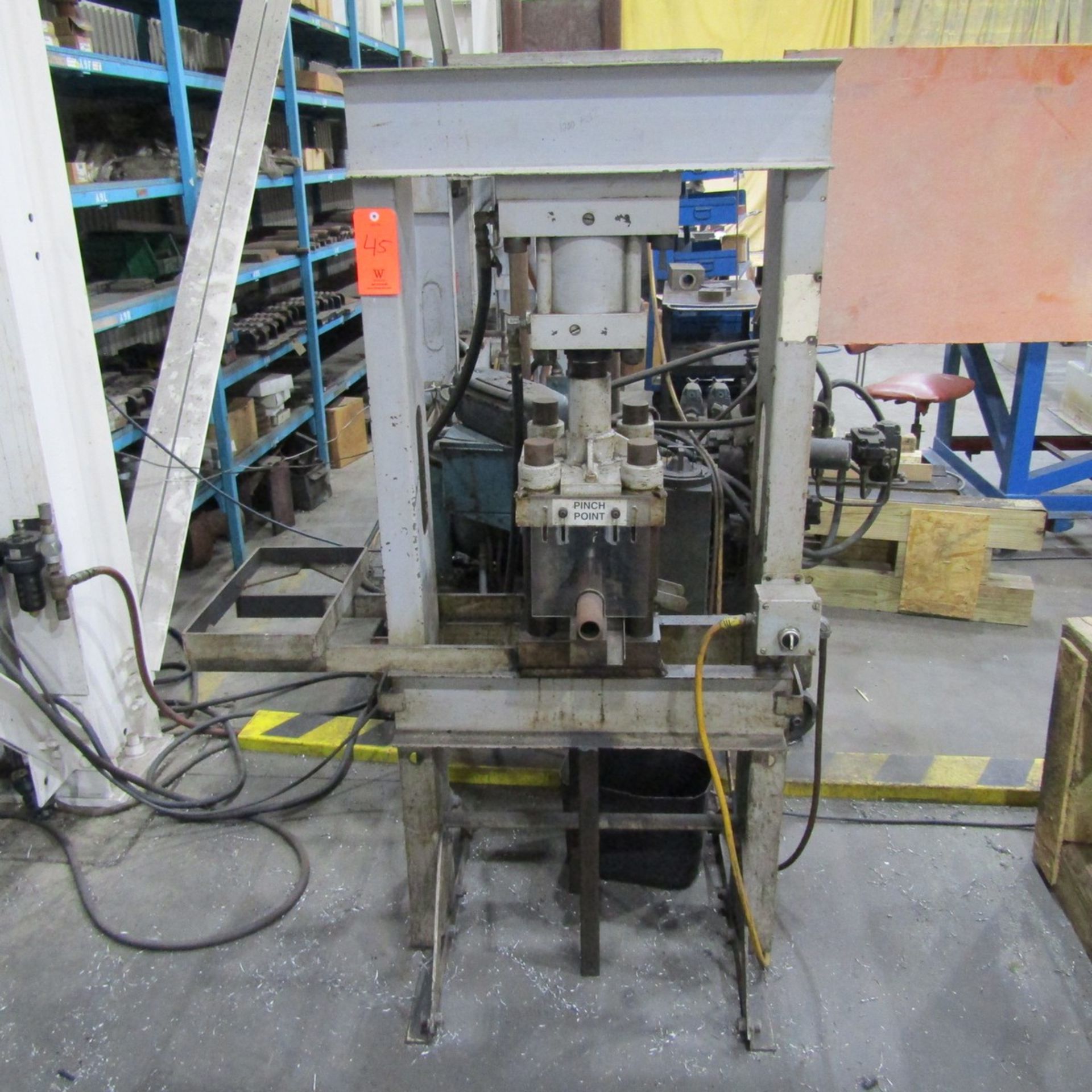 Tennals(?) 3,000 PSI Model HDZ-ME6-BR H-Frame Hydraulic Press, S/N: 30351; with Auxilliary Hydraulic