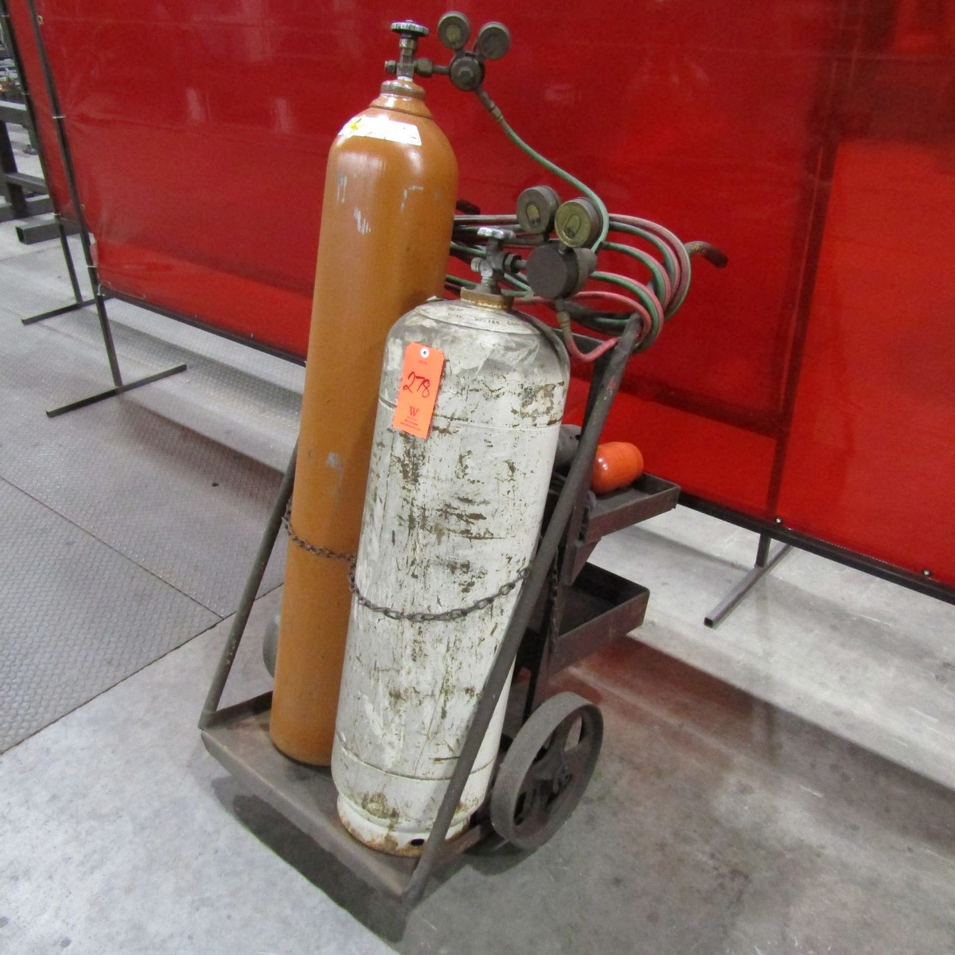 Portable 2-Tank Acetylene Welding Cart; with Related Torches & Gauges (No Tank)