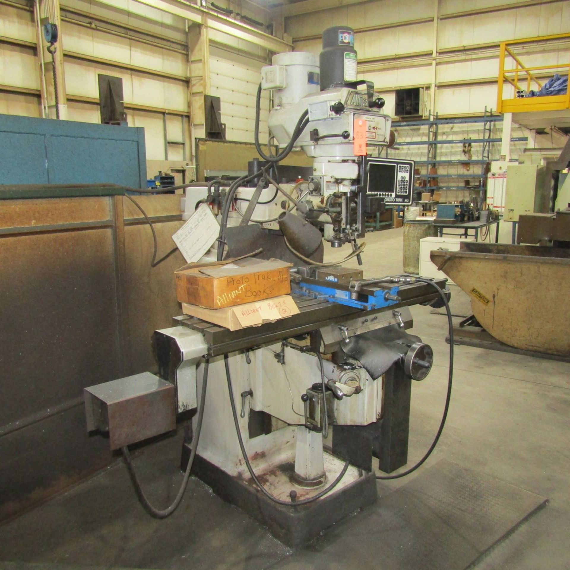 Alliant 3-HP Model 1054-3V Vertical Milling Machine, S/N: K3VL-1641 (1999); with Proto-Trak 3-Axis