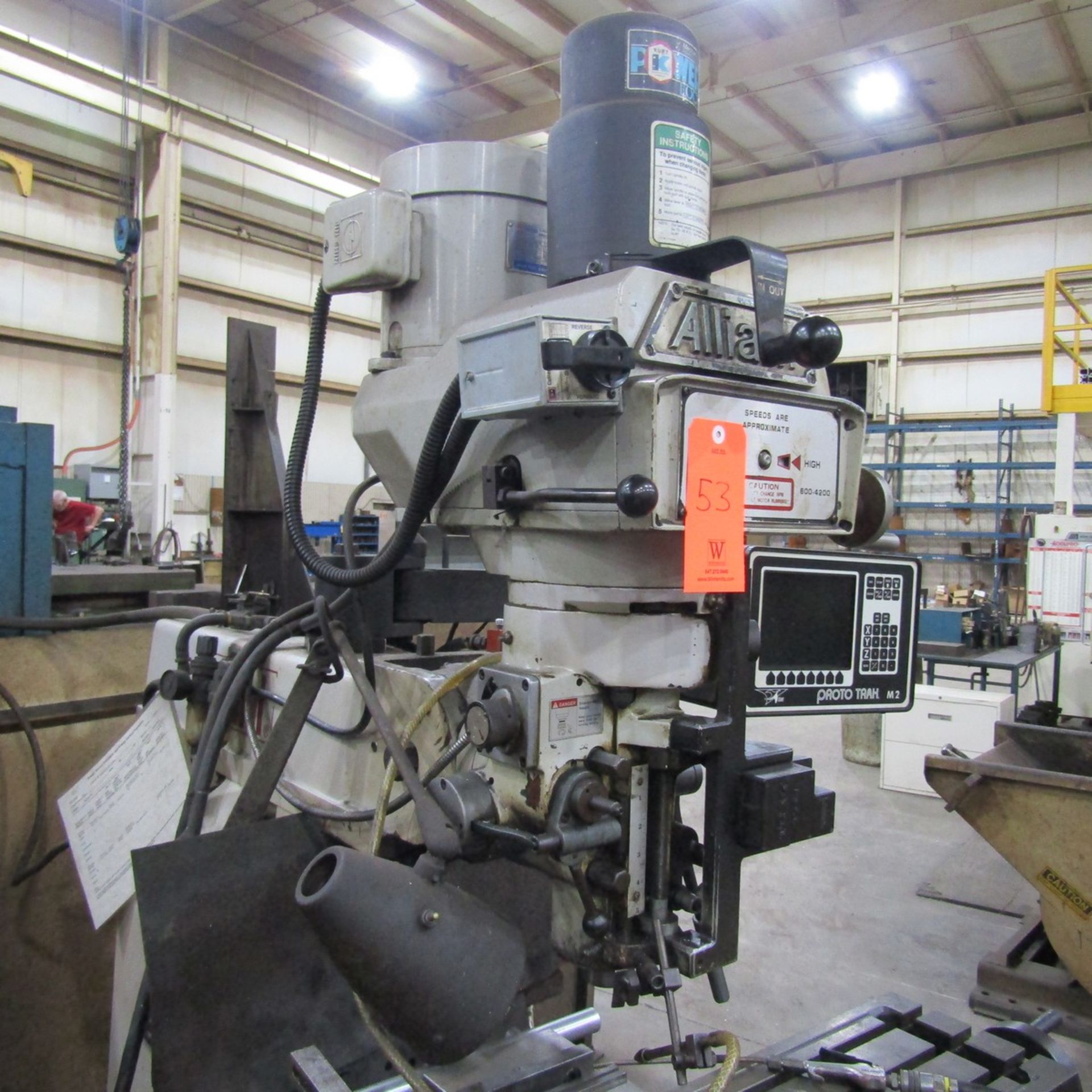 Alliant 3-HP Model 1054-3V Vertical Milling Machine, S/N: K3VL-1641 (1999); with Proto-Trak 3-Axis - Image 3 of 4