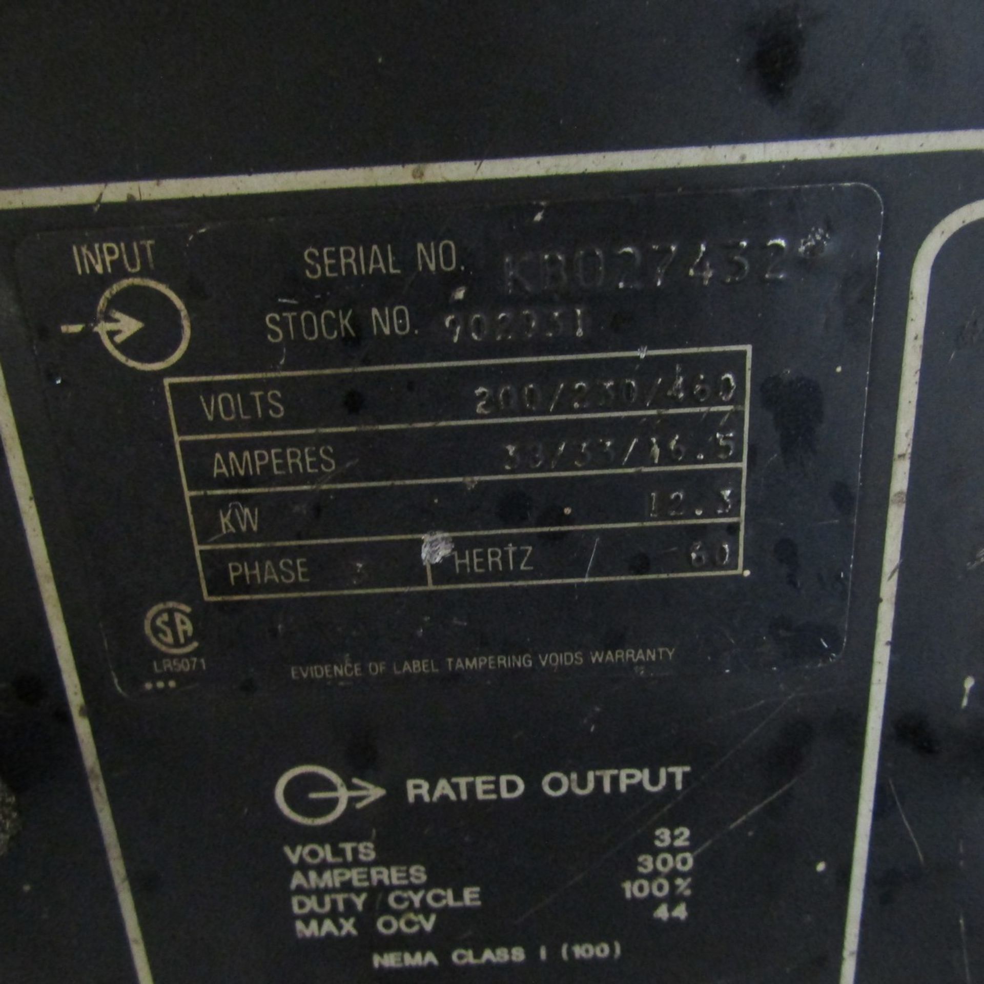 Miller 300-Amp Model CP-300 Constant Voltage DC Arc Welding Power Source, S/N: KB027432; Inupt: - Image 2 of 3