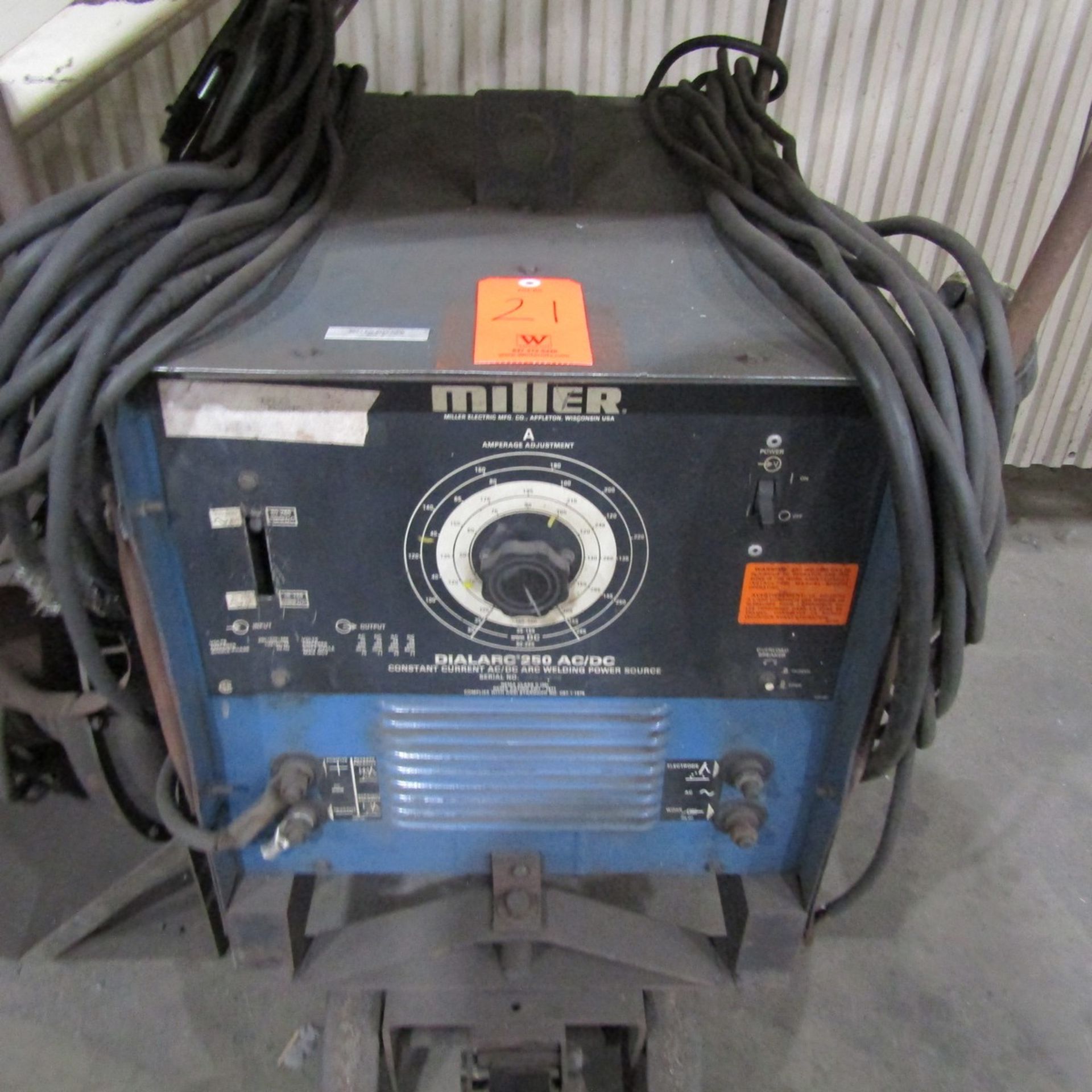 Miller 250-Amp Dialarc 250 AC/DC Constant Current AC/DC Arc Welding Power Source, S/N: JF913632; - Image 2 of 2