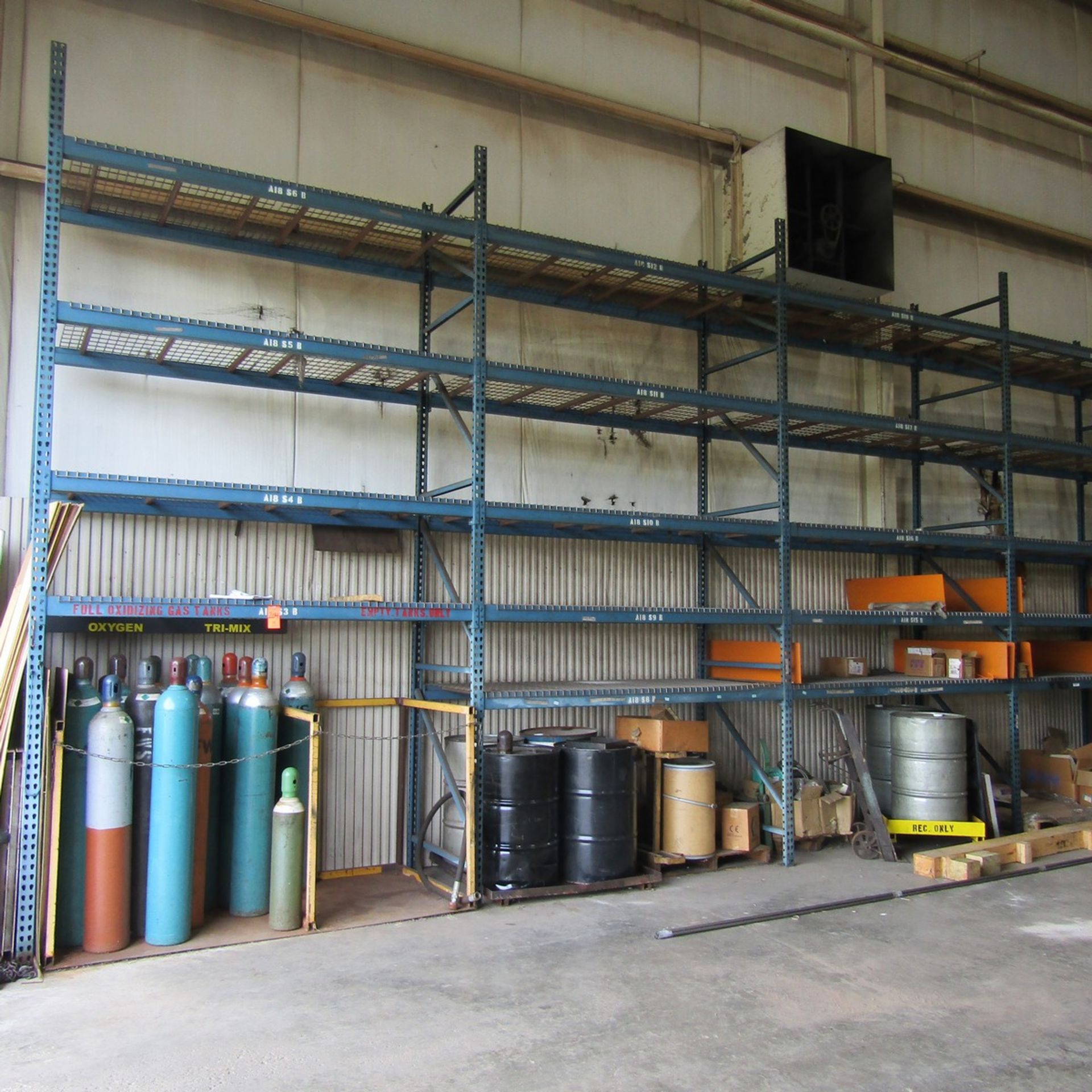 Lot - (6) Sections of Pallert Racking, to Include: (7) 14 ft. Uprights, (58) 8 ft. Cross-Members,