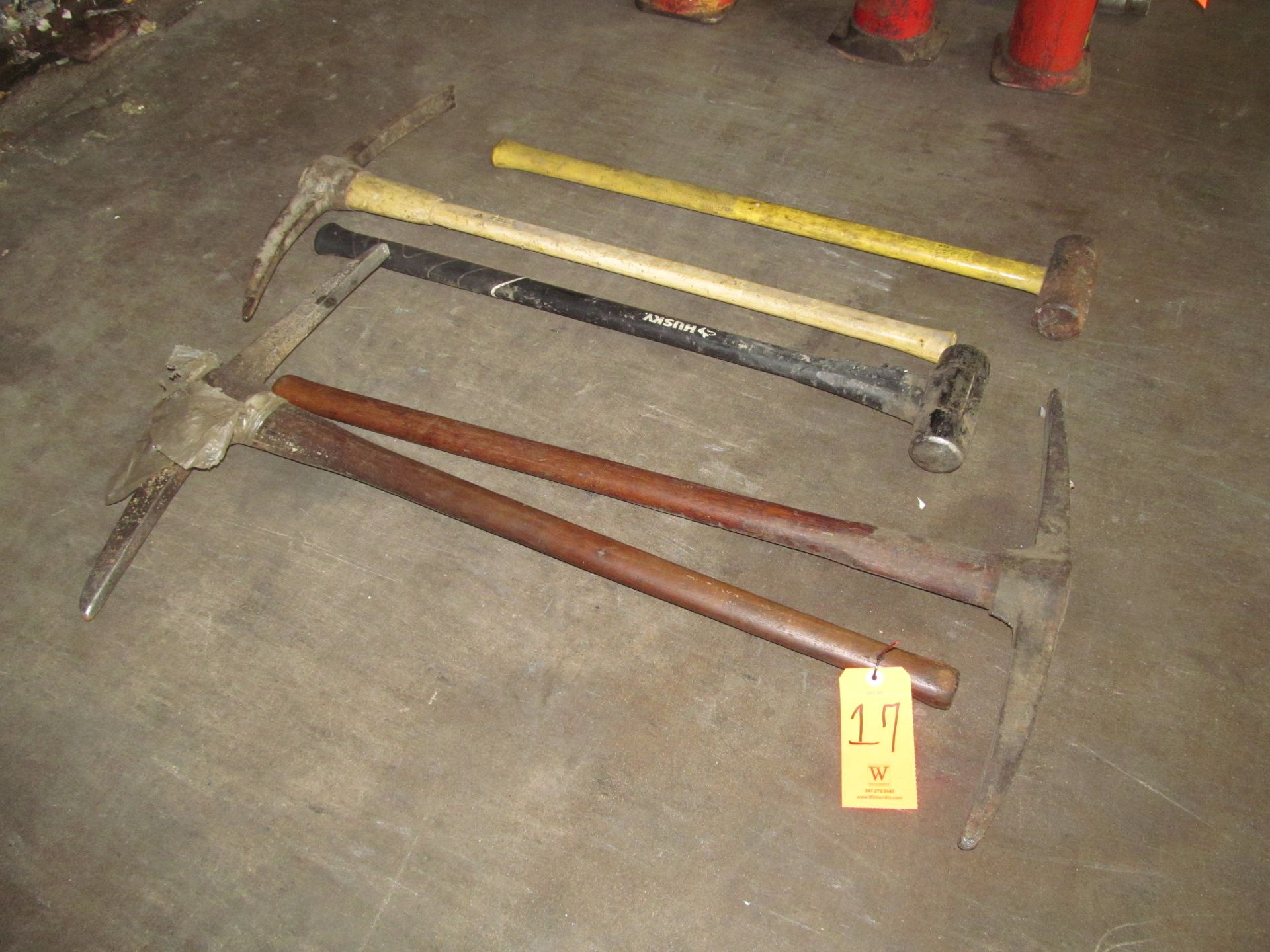 Lot - (3) Hand Picks and (2) Sledge Hammers
