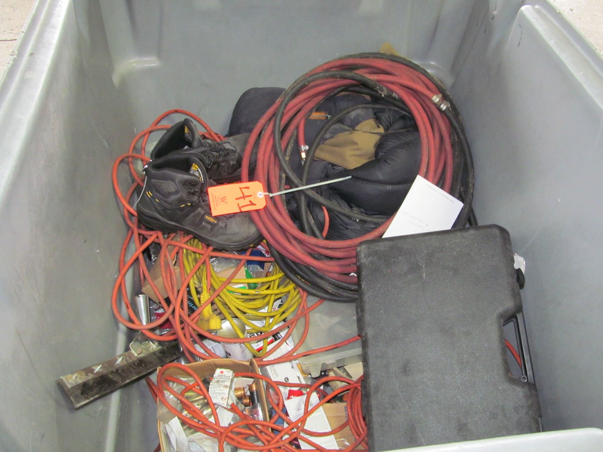 Lot - Assorted Extension Cords, Hoses, Squegee, Etc.