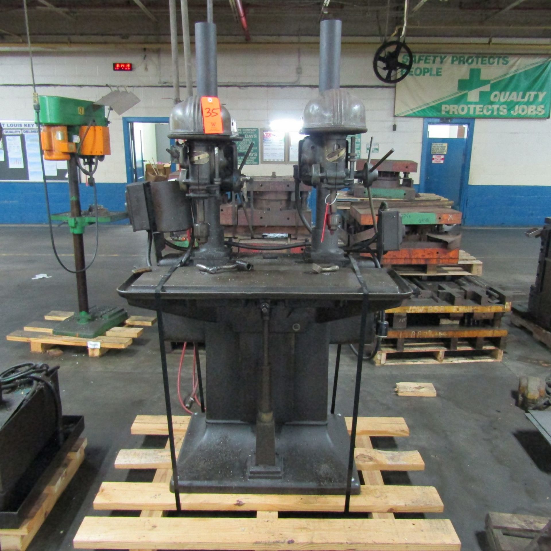 Delta 2-Head Production Drill; with 17 in. Throat each Head, Production Table (Ref. #: 418)