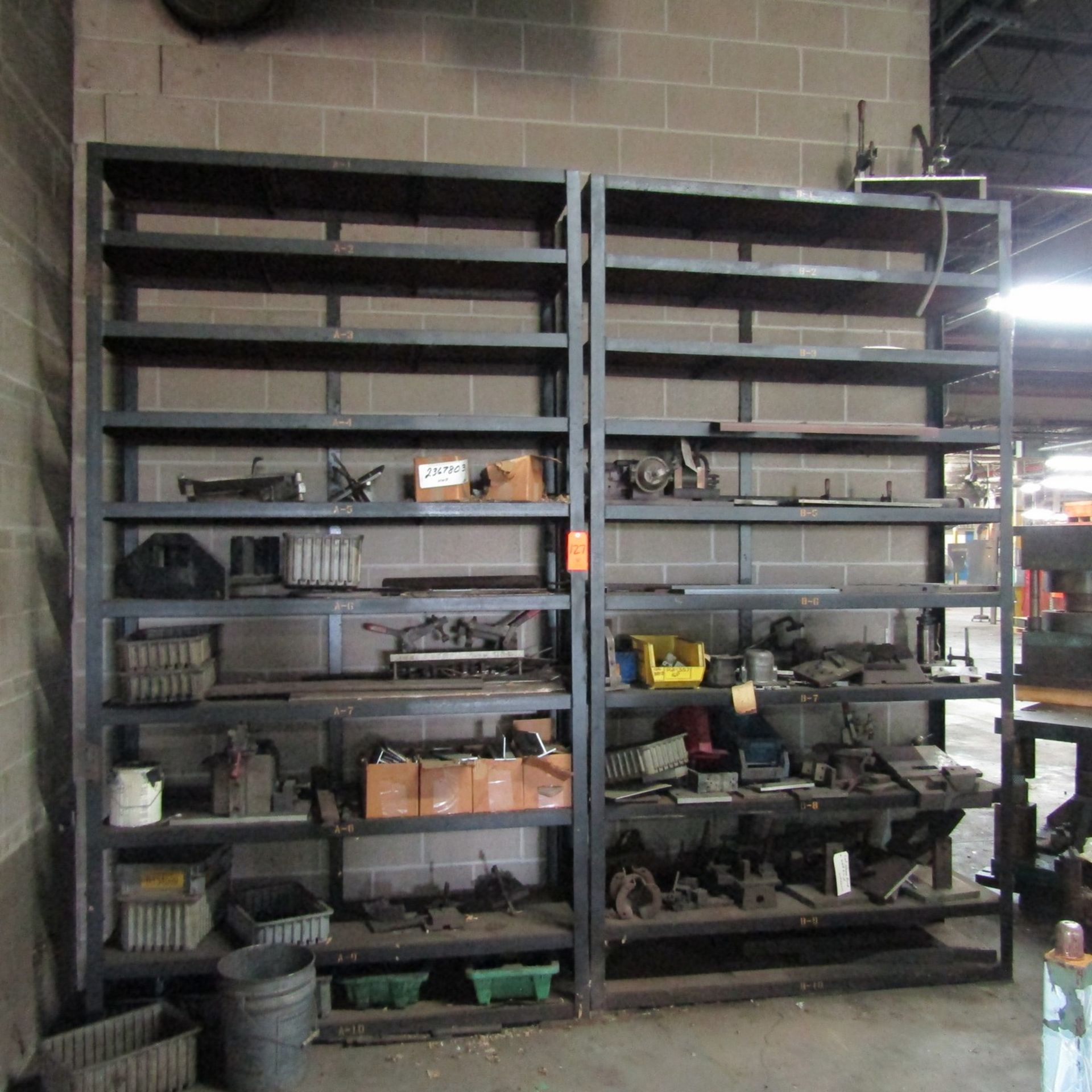 Lot - (2) 9-Tier Storage Racks with Contents