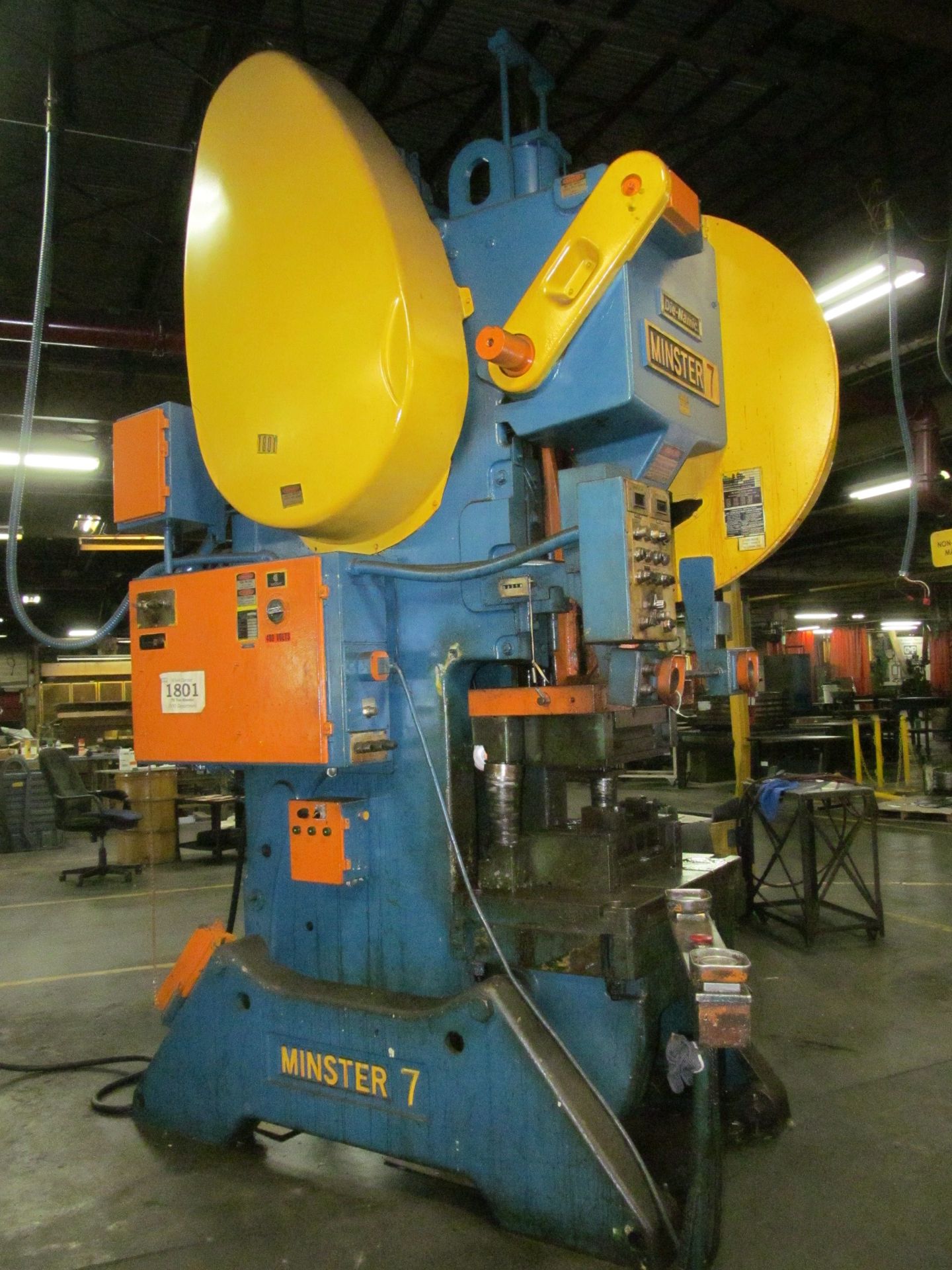 Minster 75-Ton Cap. No. 7 O.B.I. Back-Geared Punch Press, S/N: 7D-SS-25917; with 4 in. Stroke, 21