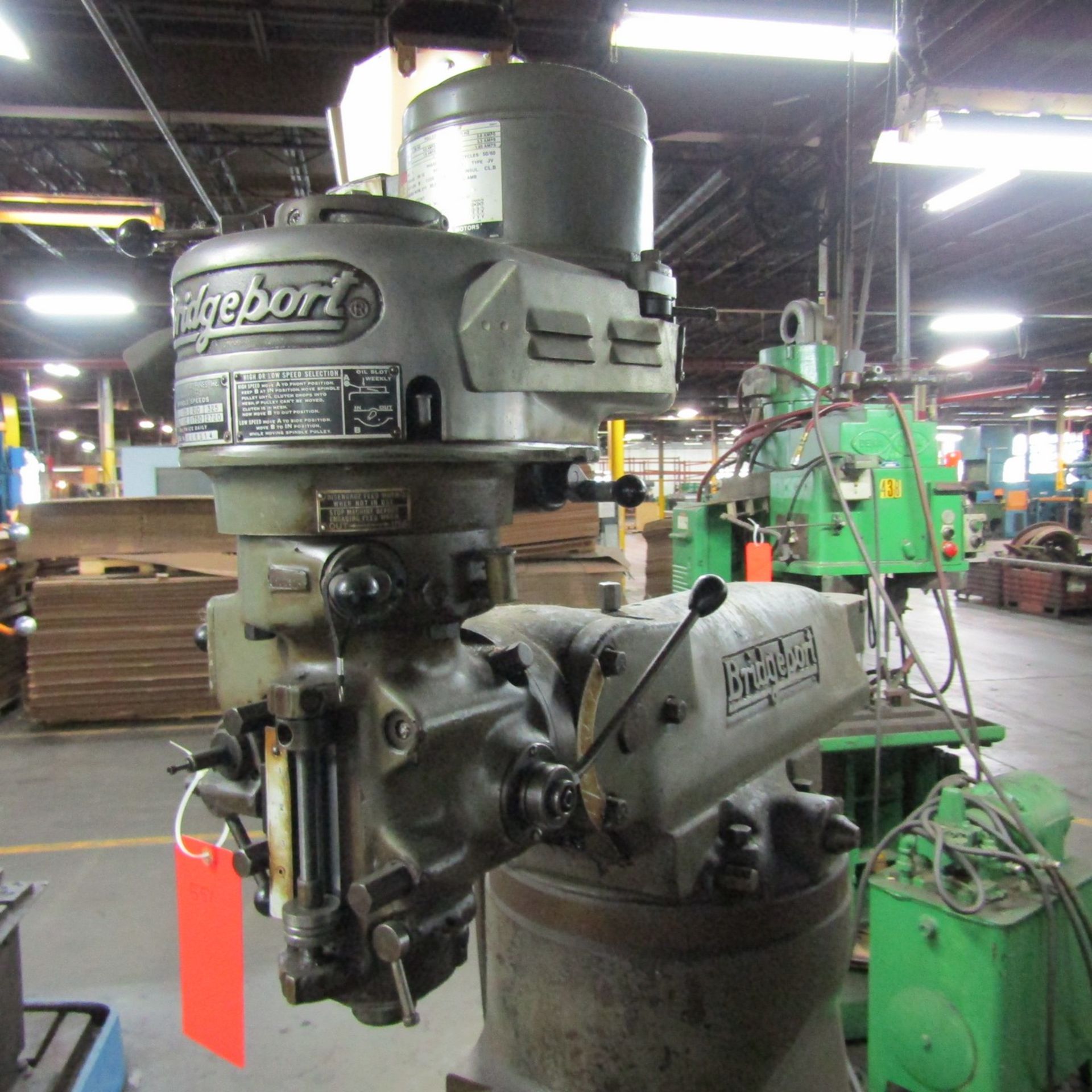 Bridgeport 1-HP Vertical Milling Machine, S/N: BR101846; with Power Feed Table, 9 in. x 32 in. T- - Image 6 of 6