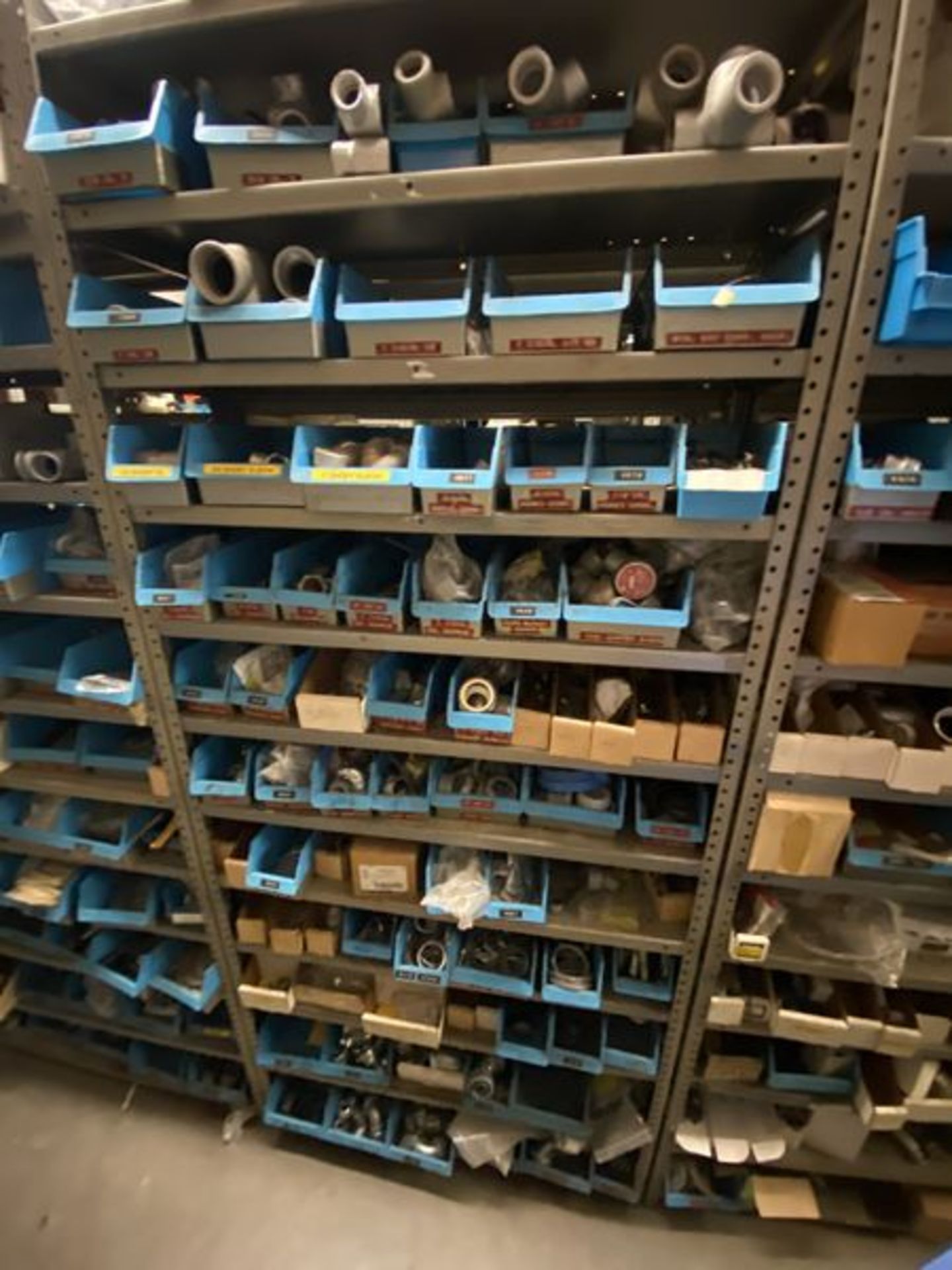 Lot - (7) Sections of Steel Shelving; with Electrical Parts - Image 8 of 9