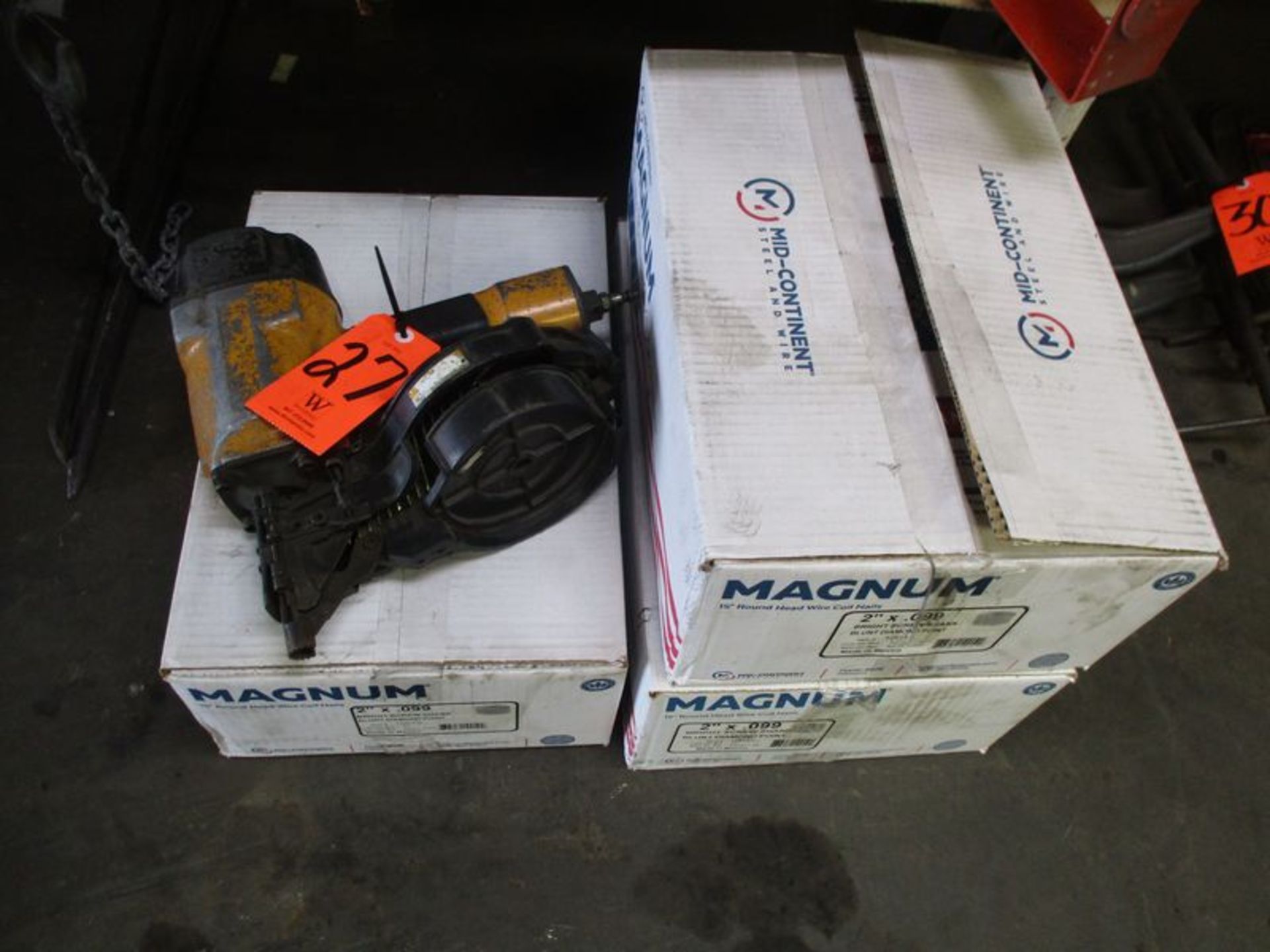 Pneumatic Nailer; with (3) Full Boxes of Magnum 2 in. x .099 Bright Screw Shank, Blunt Diamond