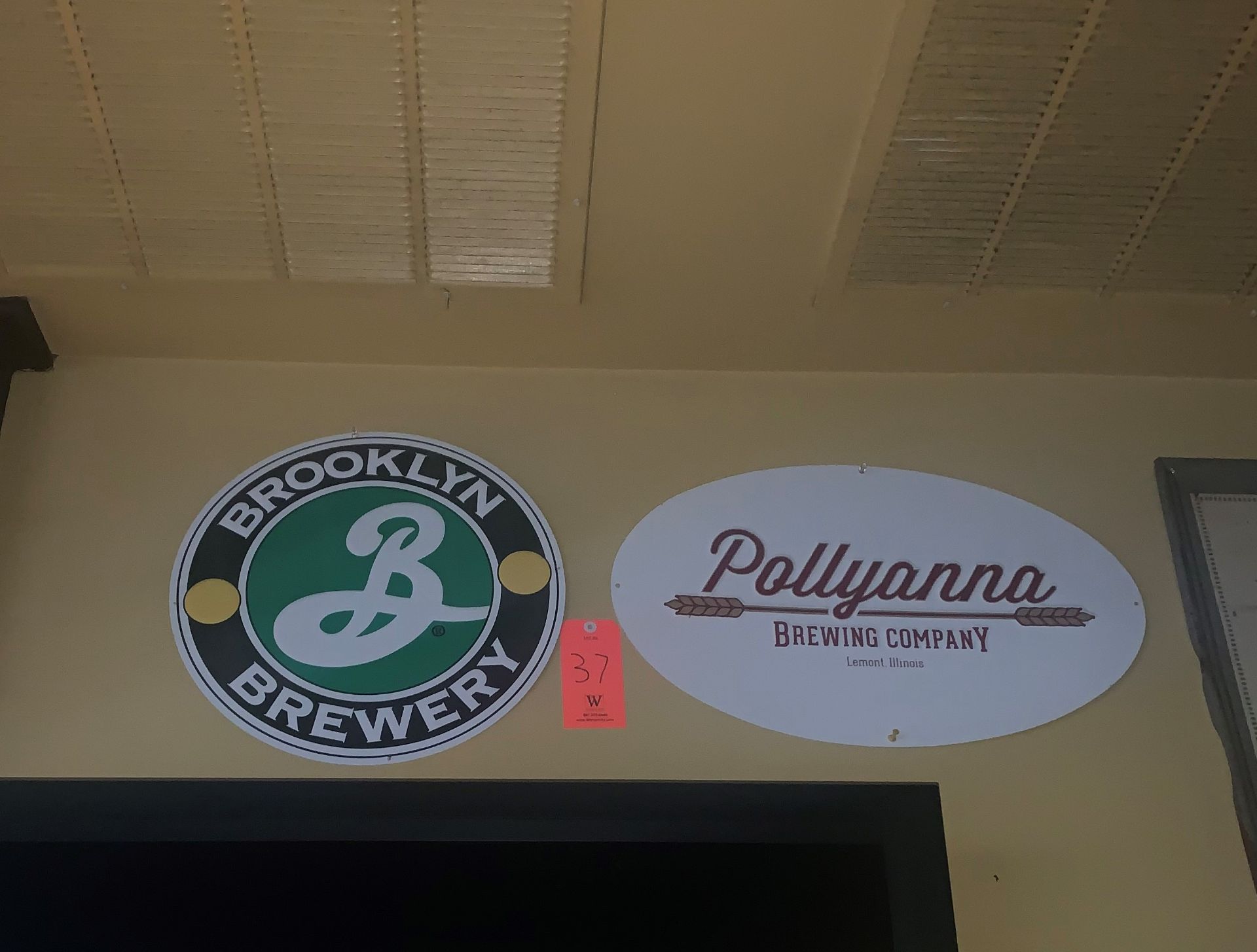 Lot - (2) Brewery Signs: Brooklyn Brewery & Pollyanna Brewing Company