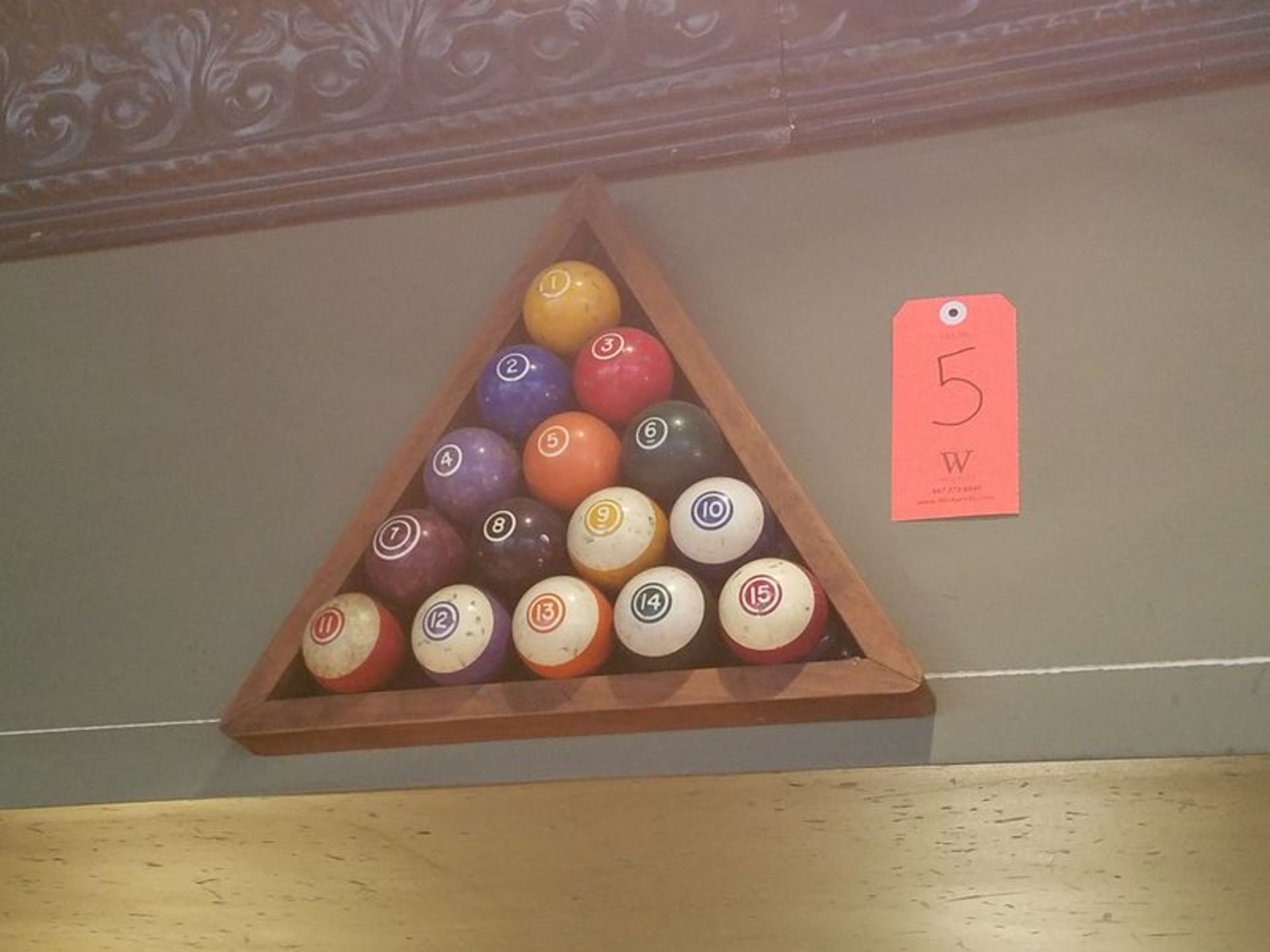 Antique Pool Balls & Rack Art Piece (Wall-Mounted)