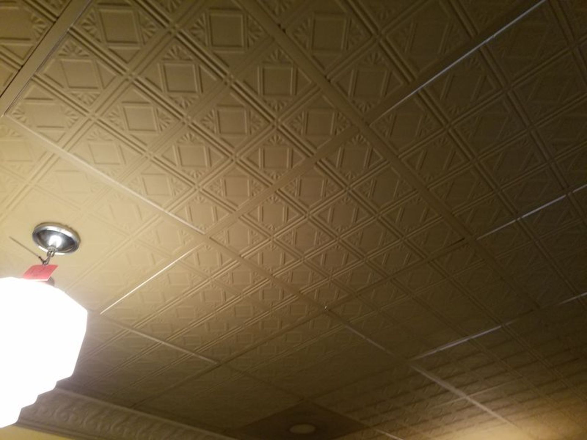 Lot - Acustical Dropped Ceiling Tin Ceiling Tiles; with Related T-Hangers/Track, Related Recessed - Image 3 of 7