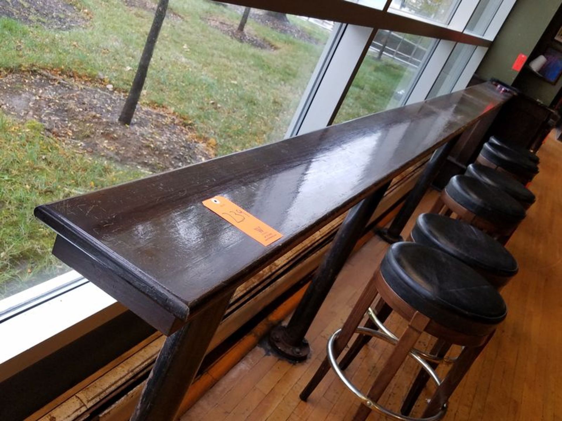 16 ft. x 10 in. deep (approx.) Wood Bar Rail (Top Only, No Legs)