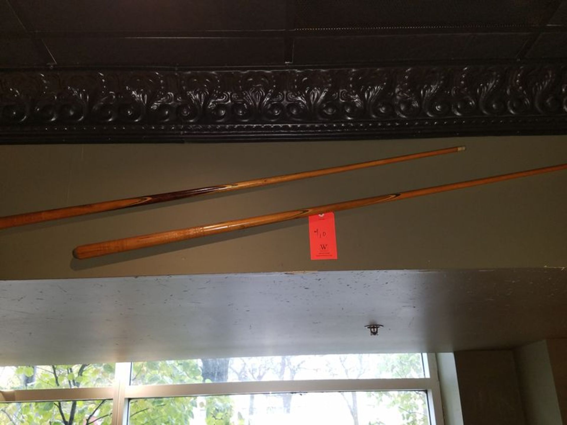 Lot - Antique Cue Rack with (5) Cues in Rack, (6) Additional Cues (Wall-Mounted) - Image 4 of 6