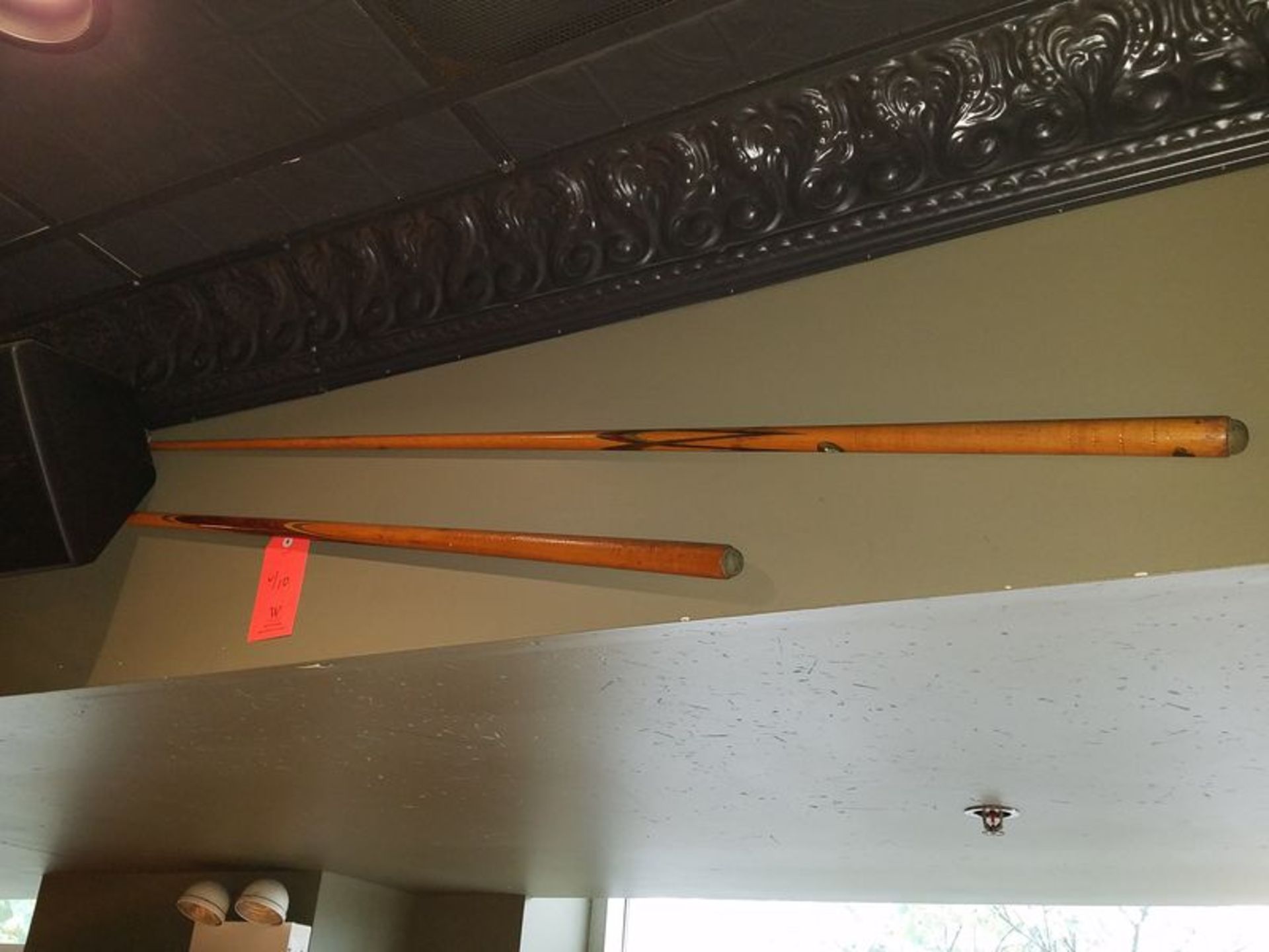 Lot - Antique Cue Rack with (5) Cues in Rack, (6) Additional Cues (Wall-Mounted) - Image 3 of 6