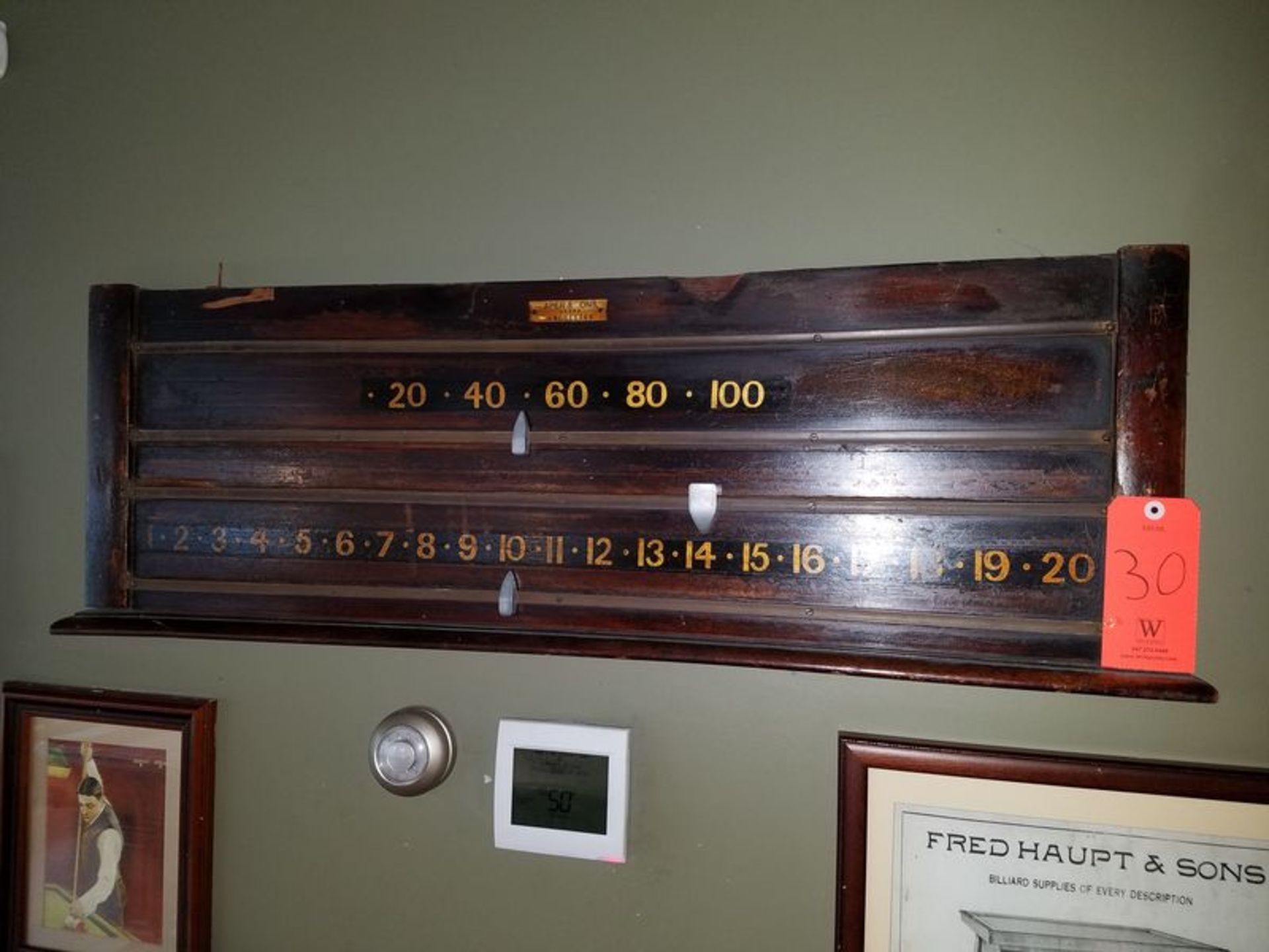 Paper & Sons Antique Billiard's Score Board - Image 2 of 2