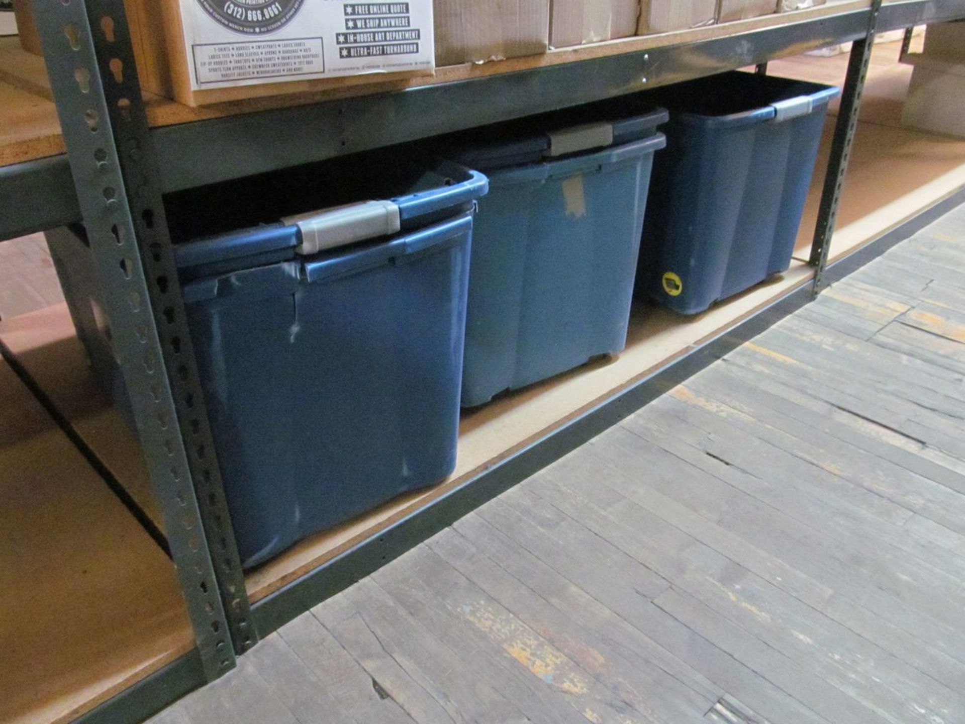 Lot - (6) Large Blue Bins. Several Boxes of Victory Screen Printing Notepads - Image 2 of 3