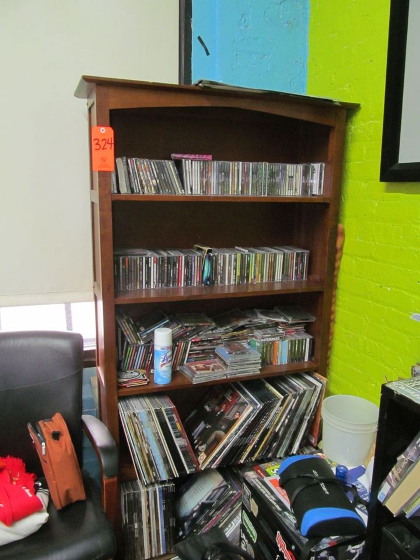 5-Tier Wood Bookcase & Metal Bookcase; with Available Contents of Albums & CD's