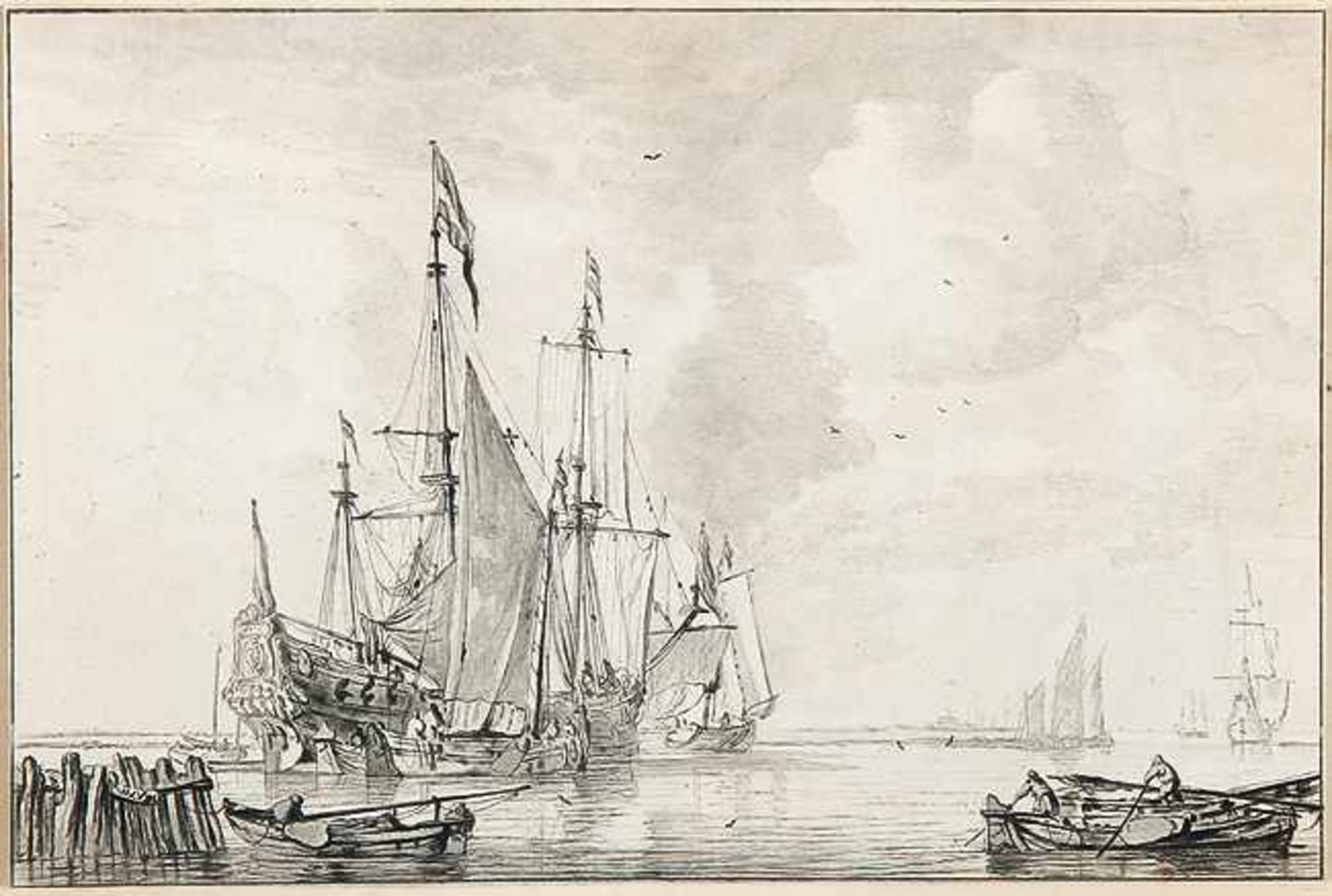 CORNELIS PLOOS VAN AMSTEL Weesp 1726 - 1798 AmsterdamSegelschiff. Radierung, vermutlich von C.
