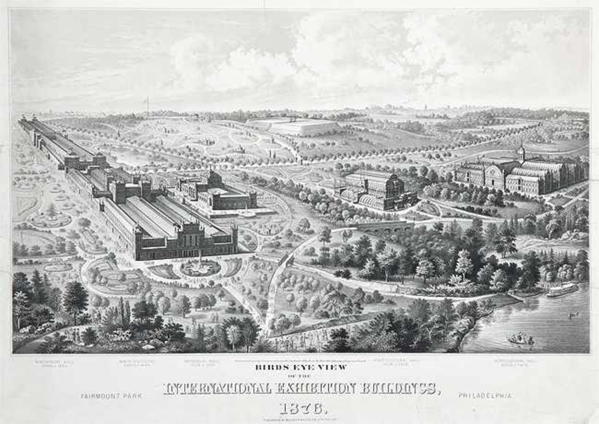 WELTAUSSTELLUNGBirds Eye View of the International Exhibition Buildings Philadelphia 1876. Blick auf