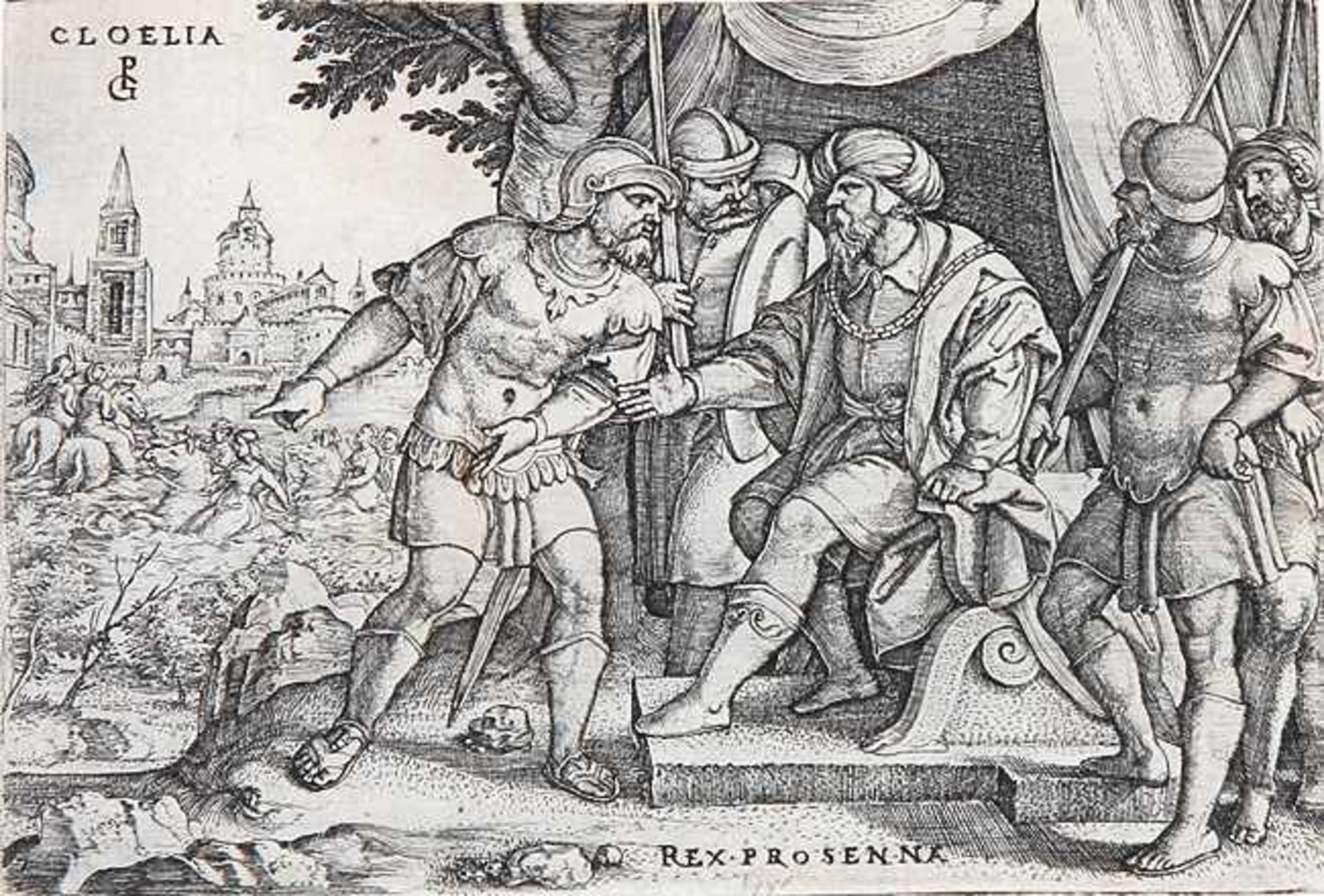 GEORG PENCZ Nürnberg um 1500 - 1550 LeipzigDer Etruskerkönig Porsenna erhält Nachricht über Cloelias