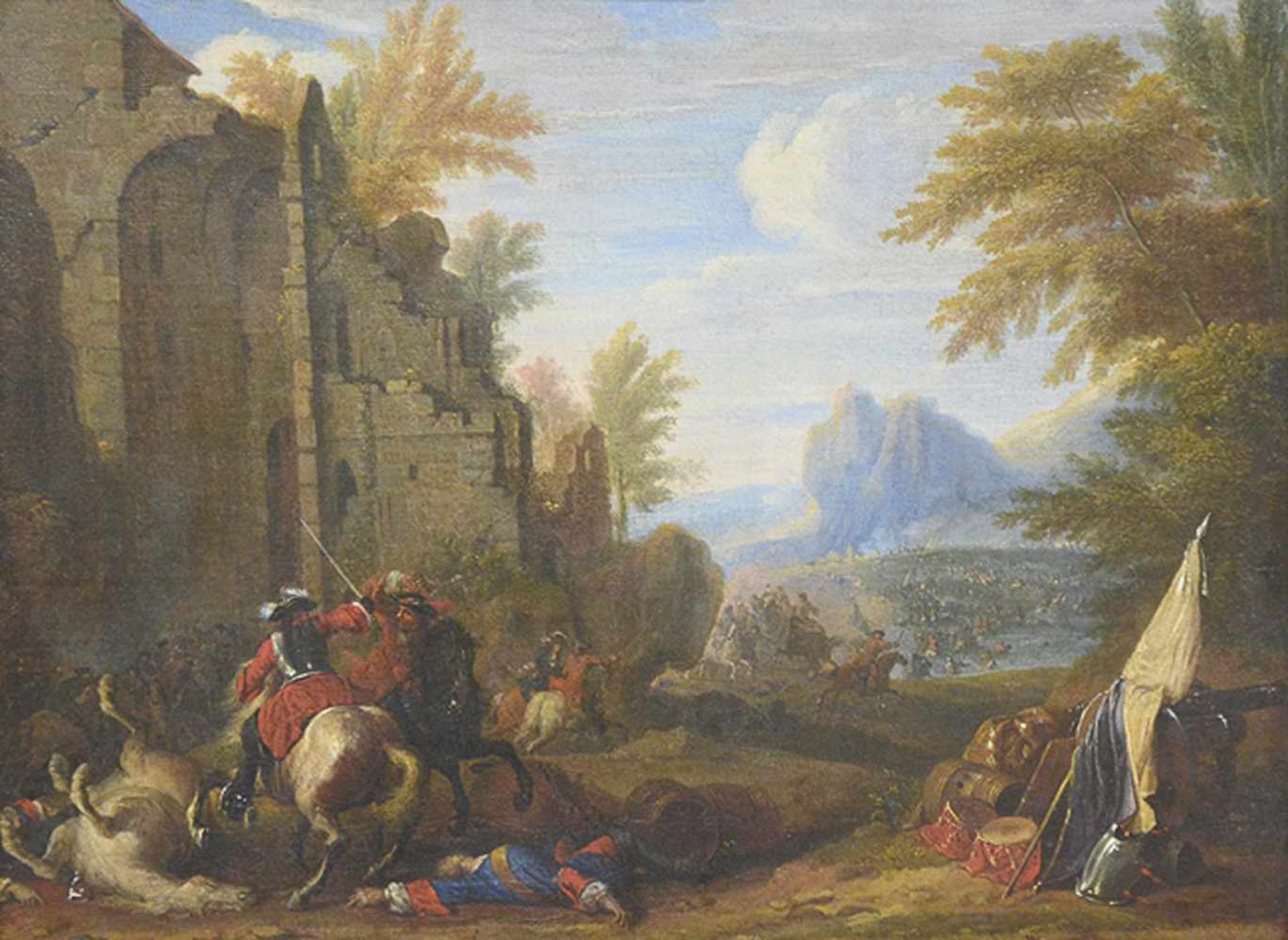 ADAM FRANS VAN DER MEULEN - zugeschrieben Brüssel 1632 - 1690 ParisReiterschlacht bei einer Ruine.