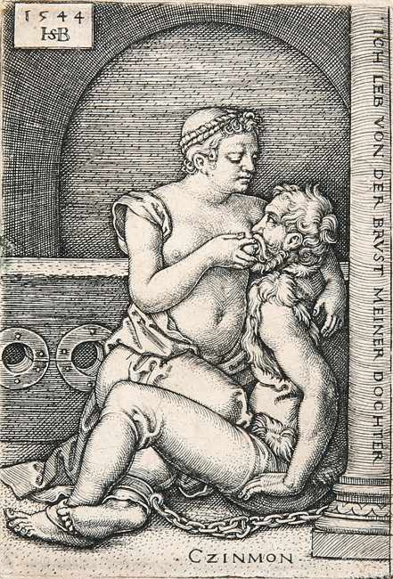 HANS SEBALD BEHAM Nürnberg 1500 - 1550 Frankfurt/M.Cimon und Pero. Kupferstich 1544. Bartsch 75.