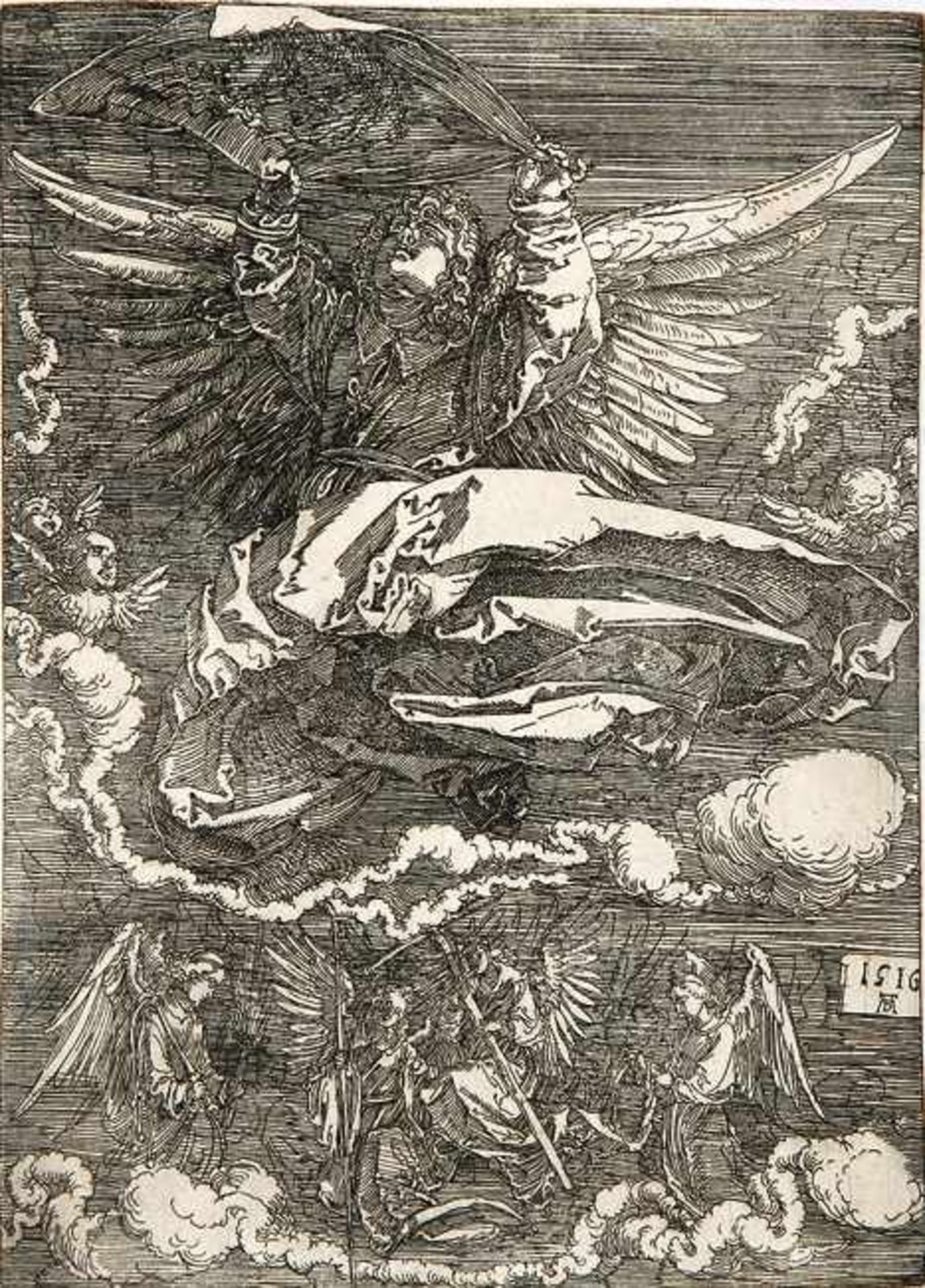 ALBRECHT DÜRER 1471 - Nürnberg - 1528Das Schweißtuch, von einem Engel gehalten. Eisenradierung 1516.