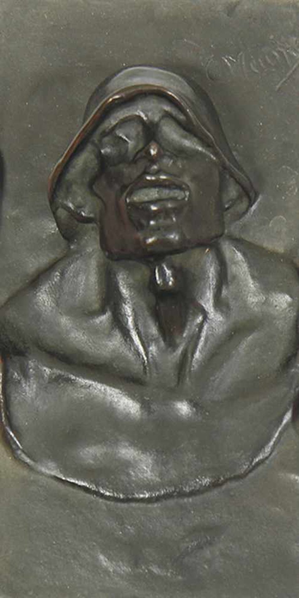 CONSTANTIN MEUNIER Etterbeek/Brüssel 1831 - 1905 Ixelles/BrüsselKopf eines Puddlers. Bronzerelief