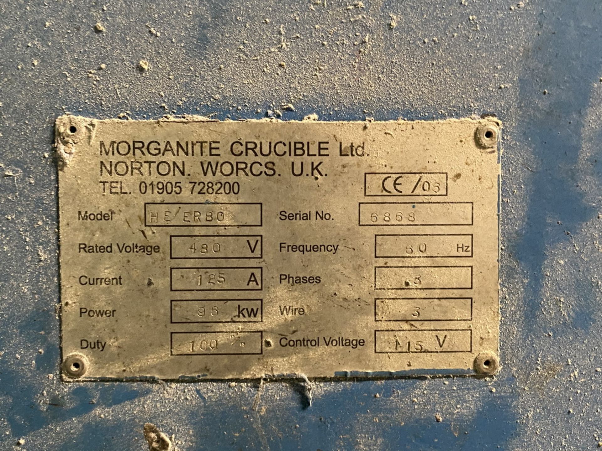 Morganite Model HE/ERBO Electric-Melting Furnace, S/N: 6868; 96-Kw Heating Power, 7-Kw Power - Image 4 of 4