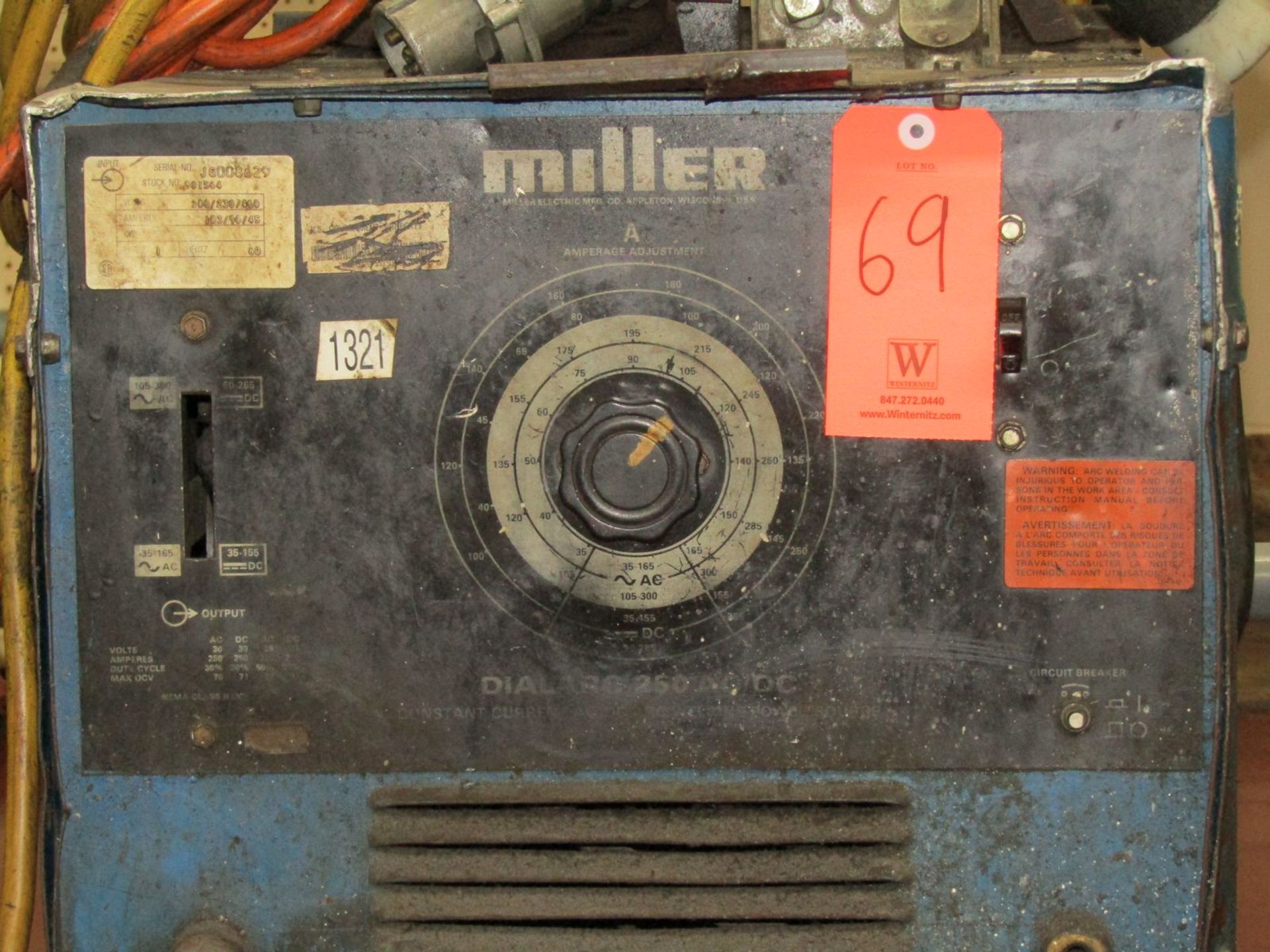 Miller 250-Amp Dialarc-250 AC/DC Constant Current Welding Power Source, S/N: JG008629; Input: 200/ - Image 2 of 2