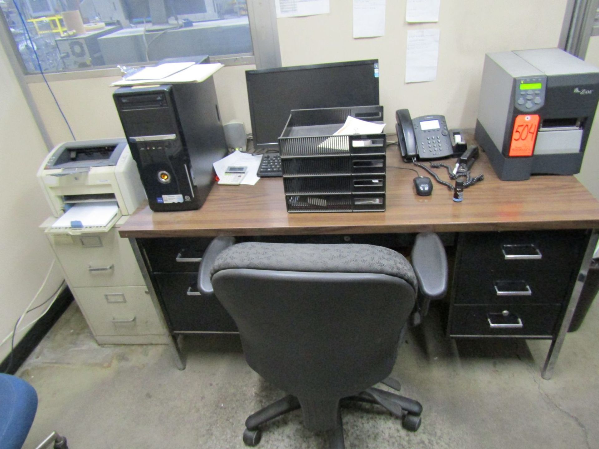 Lot - Shipping Office Furniture, to Include: (2) Desks, (3) Chairs, & (1) Adjustable Shelving Unit - Image 2 of 2