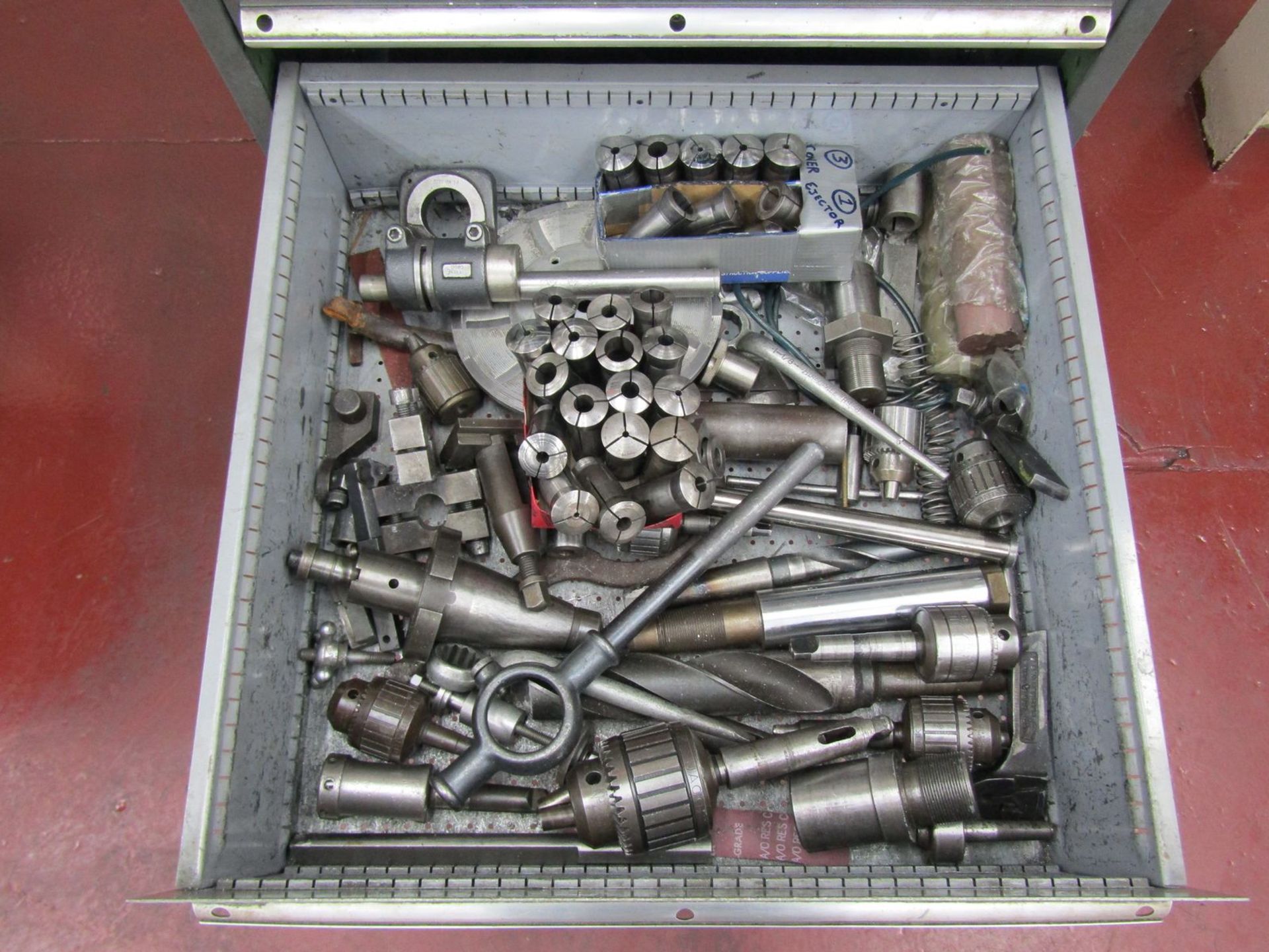 Lot - 7-Drawer Heavy Duty Parts Cabinet, with Contents of 5C Collets, Lathe Tooling, Drill Bits, - Image 7 of 8