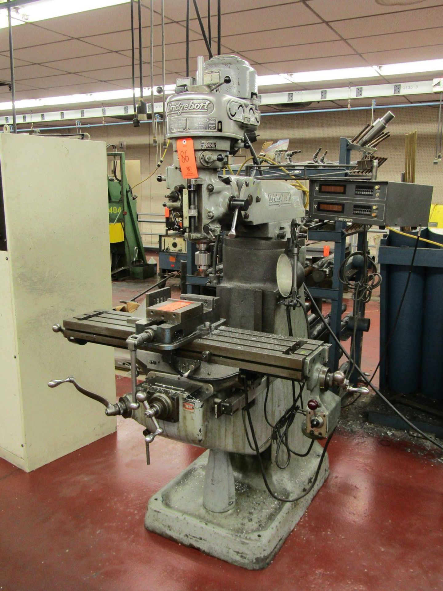 Bridgeport 1-HP Vertical Milling Machine, S/N: 12BR85650; with Mitutoyo 2-Axis Digital Read-Out,