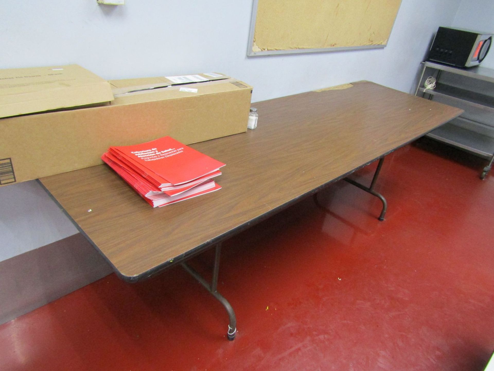 Lot - Lunch Room Furniture, to Include: (9) Lunch Tables, (5) Stainless Steel Microwave Stands, & ( - Image 3 of 3