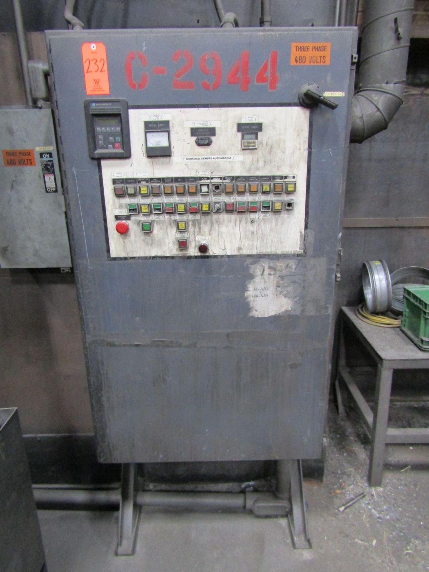 Wheelabrator 42 in. (approx.) Abrasive Tumblast Machine, S/N: A300231; with Tilting Load Hopper - Image 4 of 10