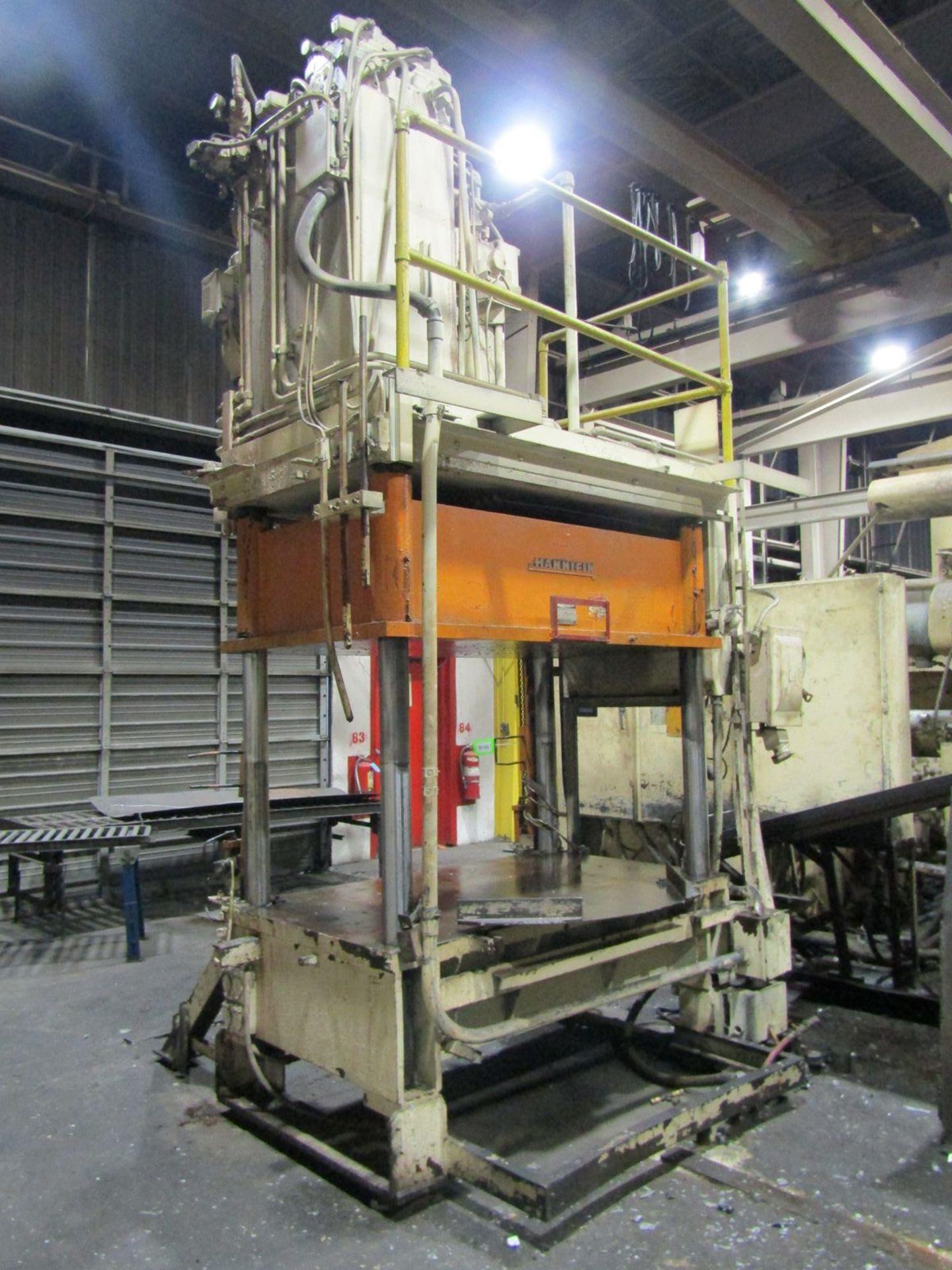 Hannifin 50 U.S. Ton Cap. Model TP-50-6 Four Column (Post) Vertical Hydraulic Die Casting Trim Press