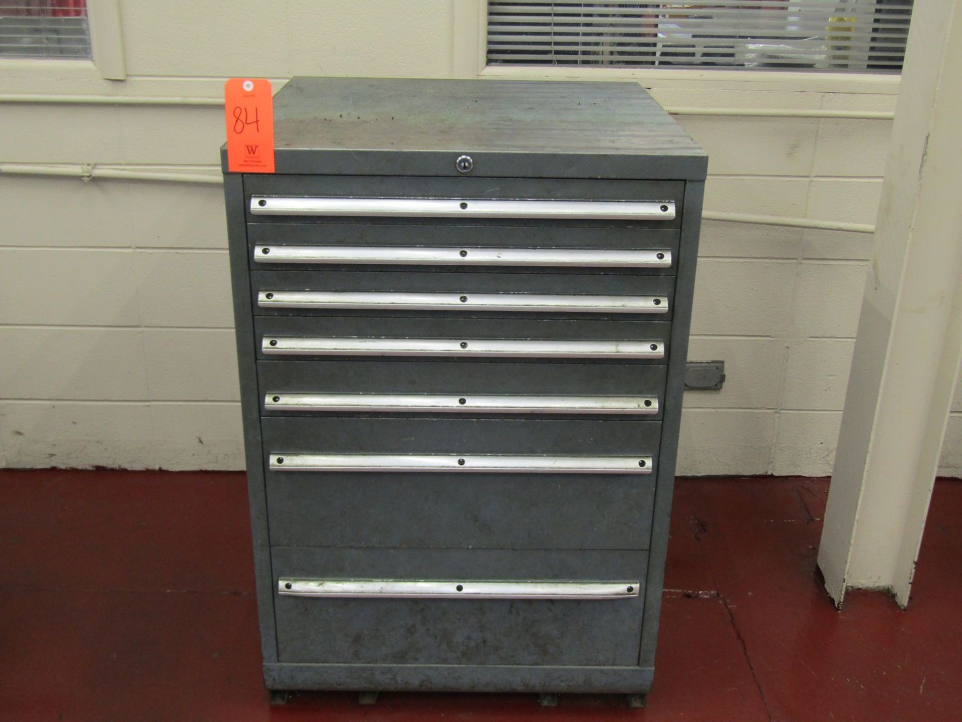 Lot - 7-Drawer Heavy Duty Parts Cabinet, with Contents of 5C Collets, Lathe Tooling, Drill Bits,
