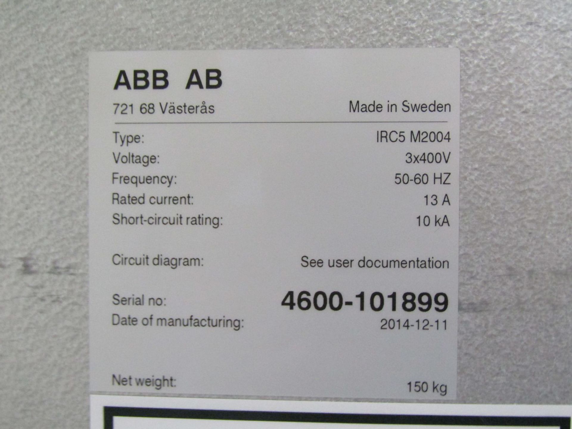 ABB 1,000 kG Load Capacity Model IRB4600 M2004 Robot, S/N: 4600-101899 (2014); with ABB Type IRC5 - Image 5 of 6
