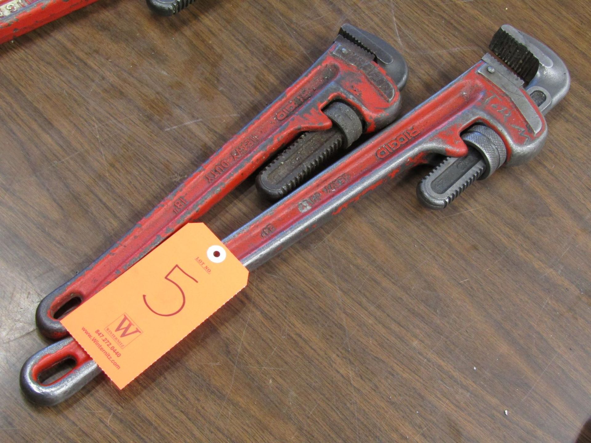 Lot - (2) Ridgid Pipe Wrenches; (1) 24 in., (1) 18 in.