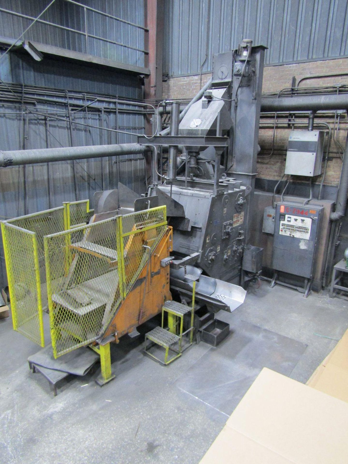 Wheelabrator 42 in. (approx.) Abrasive Tumblast Machine, S/N: A300231; with Tilting Load Hopper