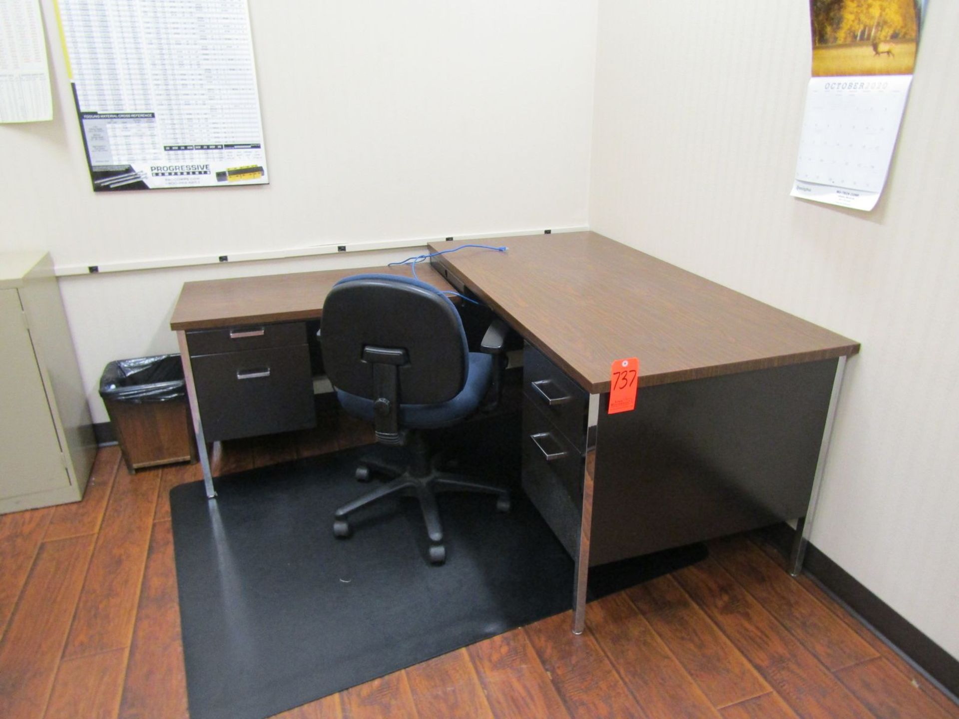 Lot - Contents of Office, to Include: (1) Desk, (1) Credenza, (1) Chair, & (1) Filing Cabinet w/